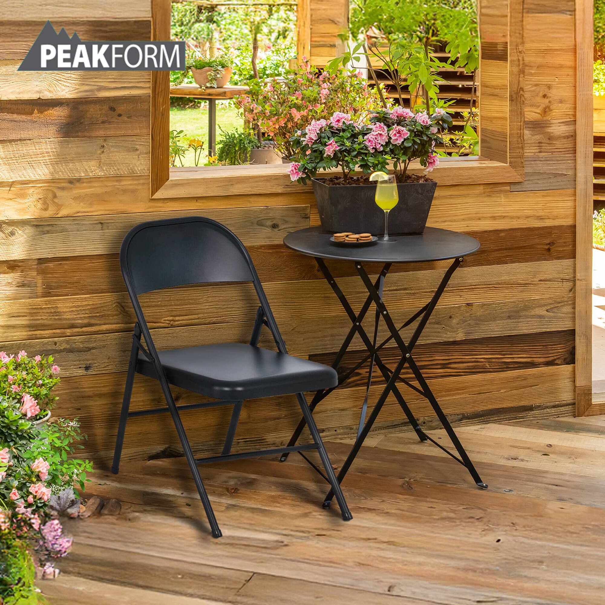 Alt View 1. Peakform - Peakform Steel Folding Chair with Leg Braces Construction and Foot Caps, 6 Pack - black.
