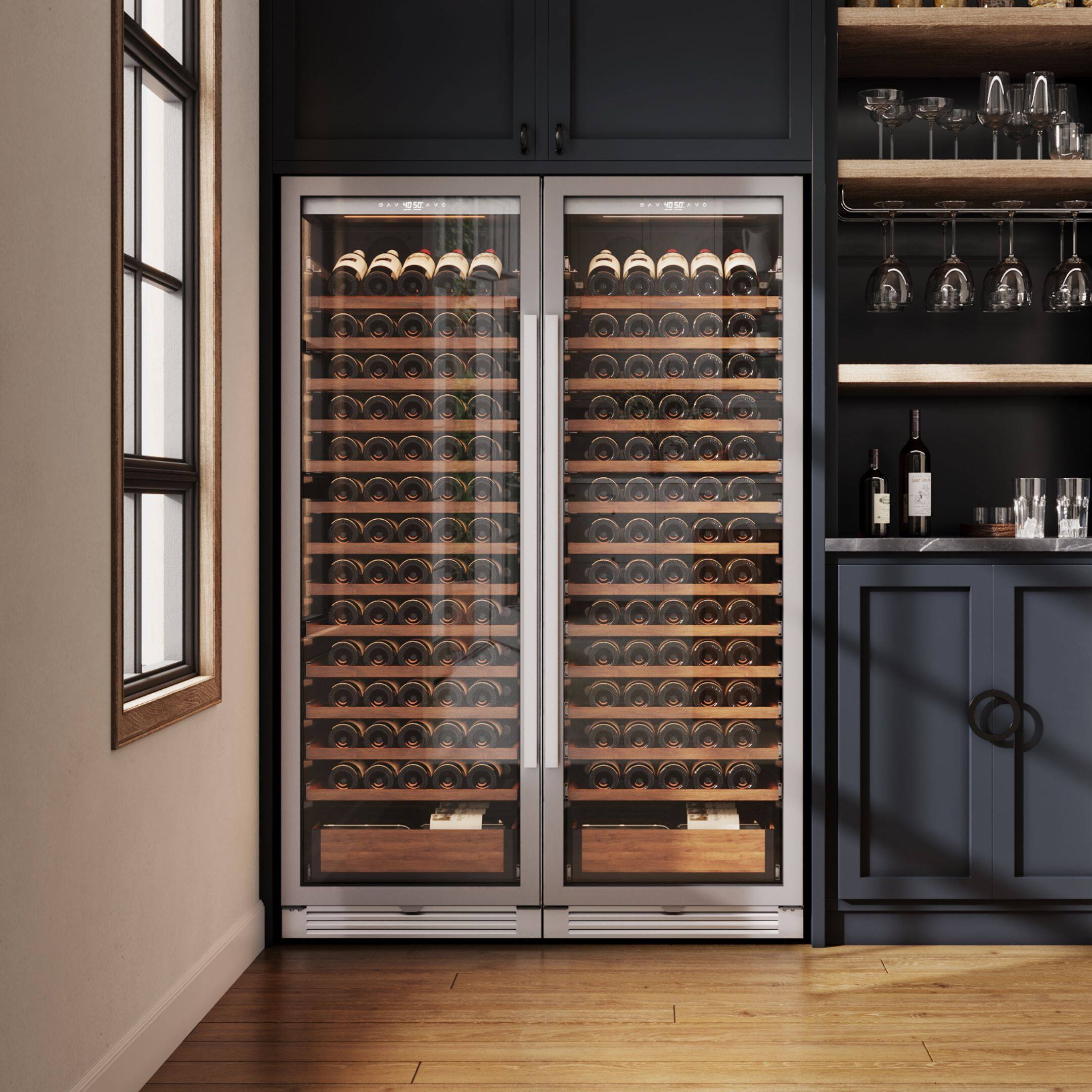 Alt View 1. Ca'Lefort - 24 inch Wine Cooler Refrigerator,166-Bottle Freestanding/Built-In Wine Fridge stainless steel for Home,Bar,Office - stainless steel.