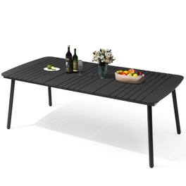 Crestlive Products - Rectangular Patio Dining Table with Umbrella Hole - Black