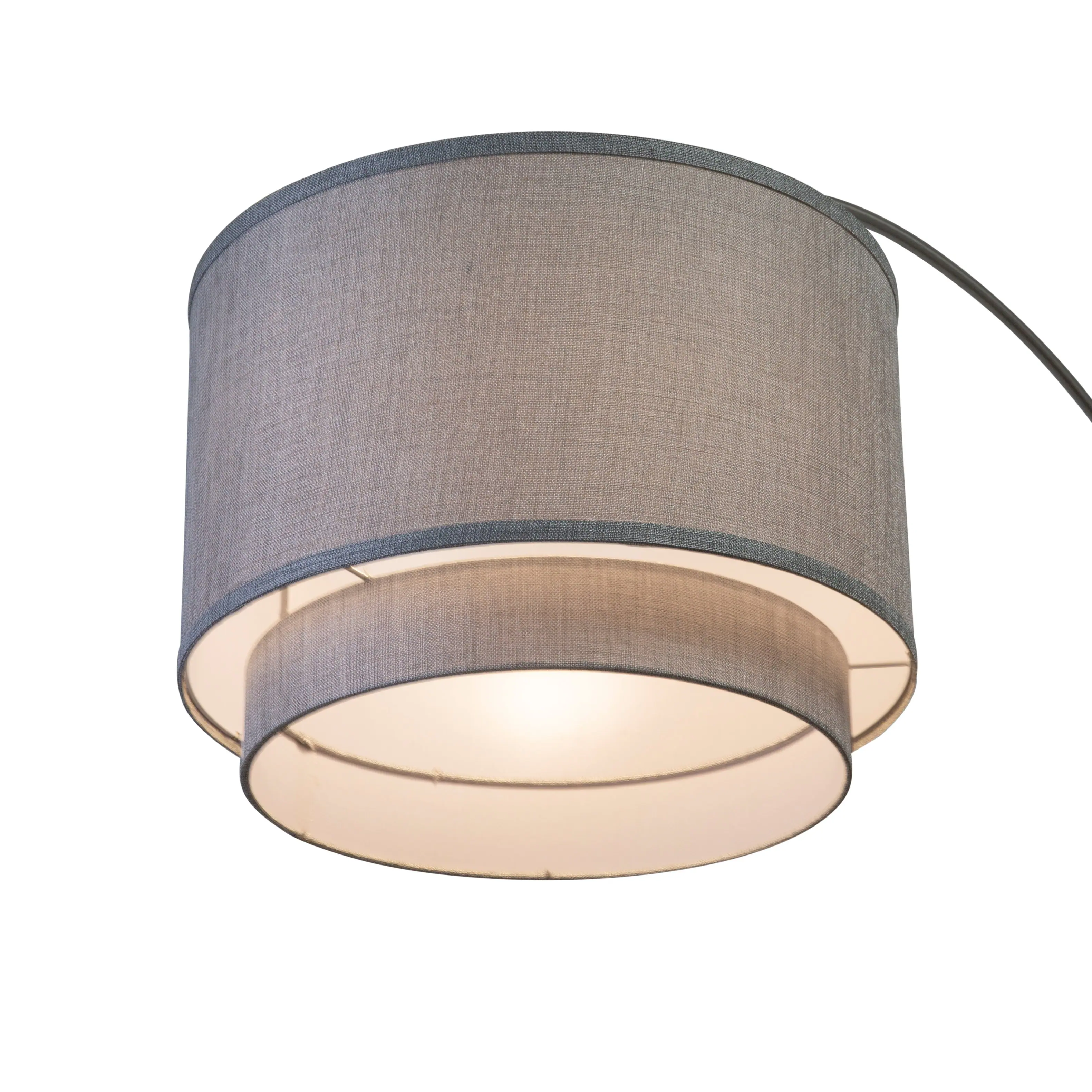 Alt View 7. FC Design - FC Design Modern 81" Tall Standing Adjustable Arched Floor Lamp with Double Drum Shade and Marble Base - Grey - Grey.