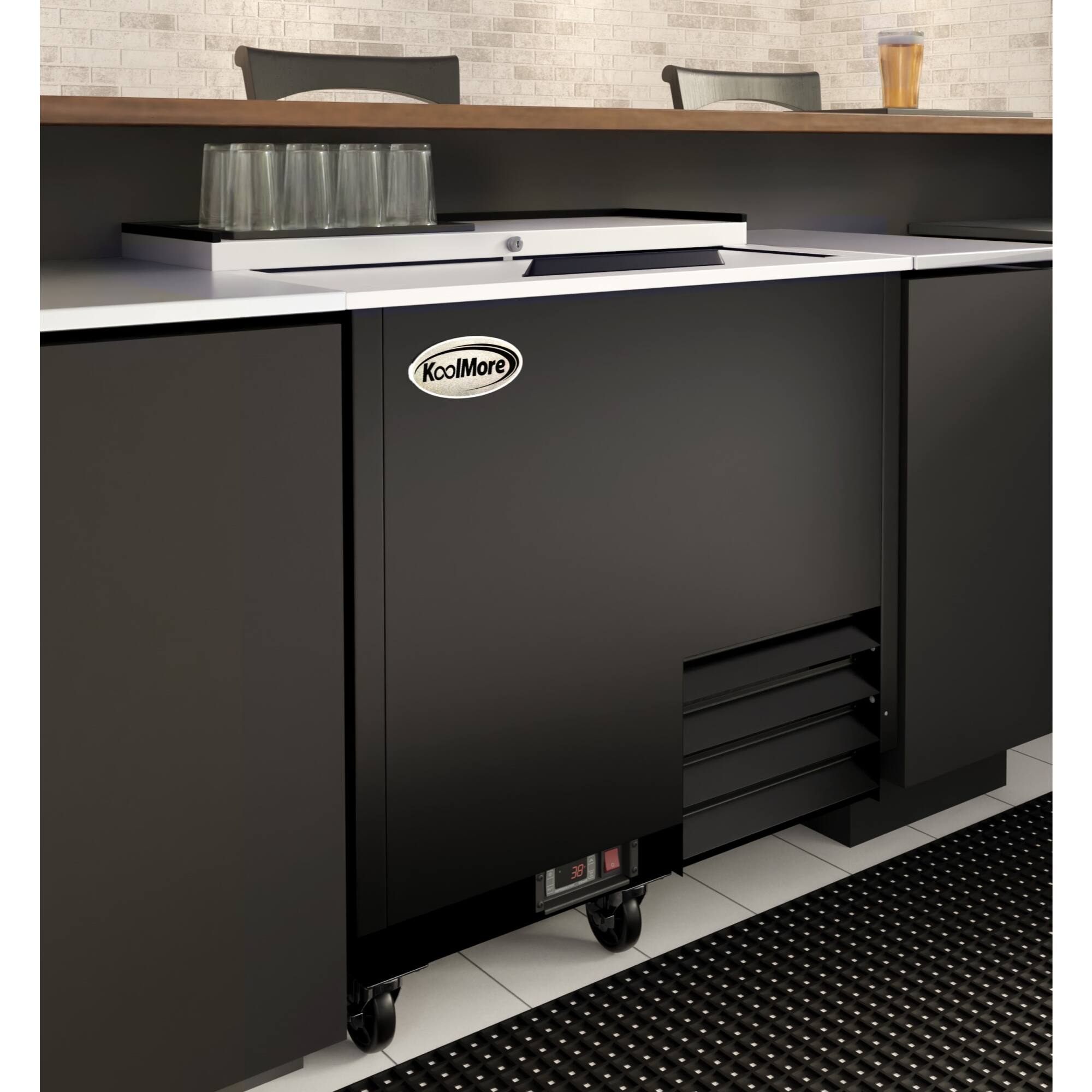 Alt View 1. Koolmore - 36 in. Commercial Glass Froster in Black Steel, ETL Listed, 9 cu. ft. (KM-GF36-BK) - Black painted steel.