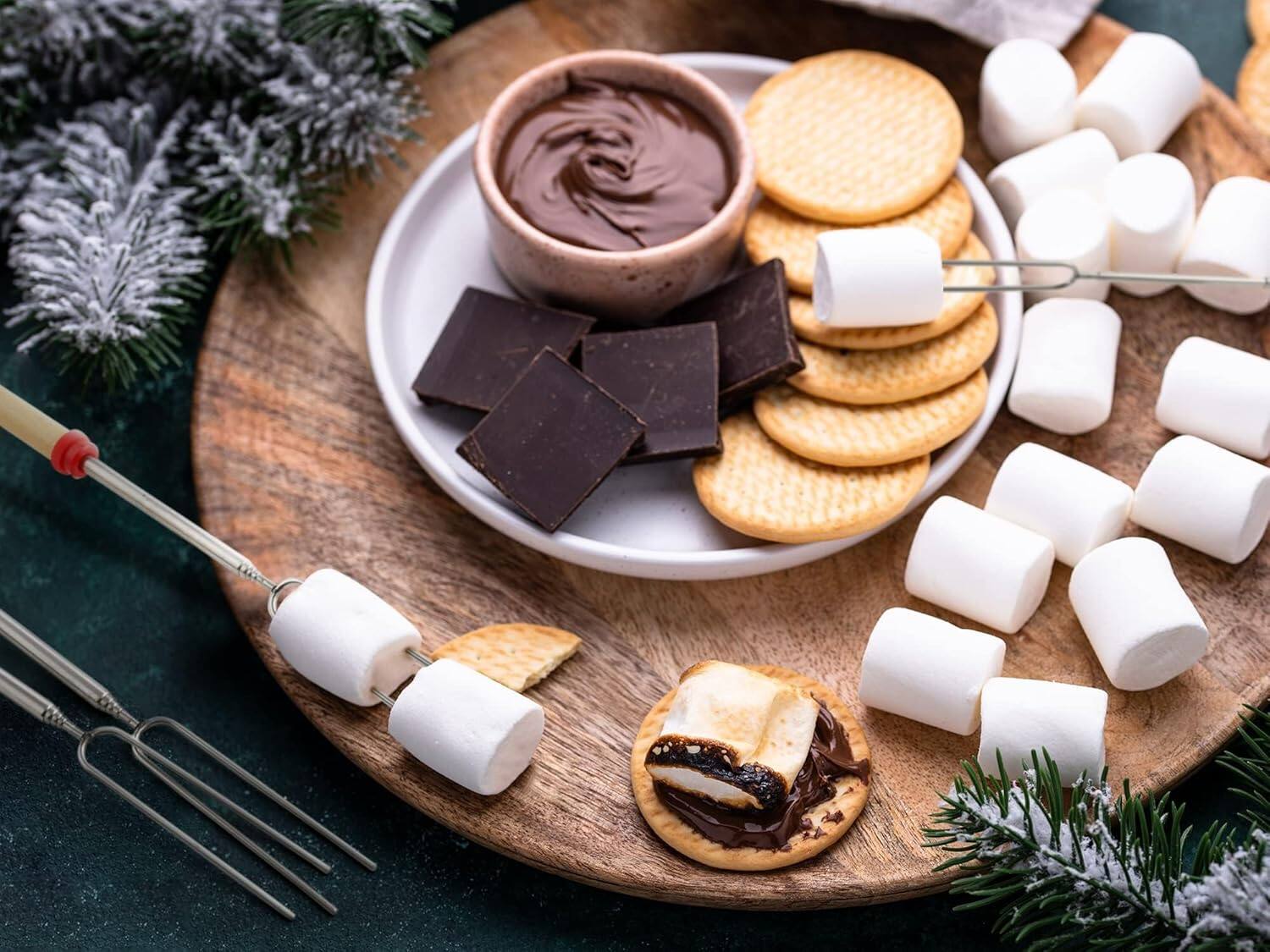 Angle. Zulay Kitchen - Zulay Kitchen Sturdy Marshmallow Sticks for Fire Pit - Great Smores Sticks Smores Kit for Fire Pit, 32" Value 12 Pack - Multicolor.