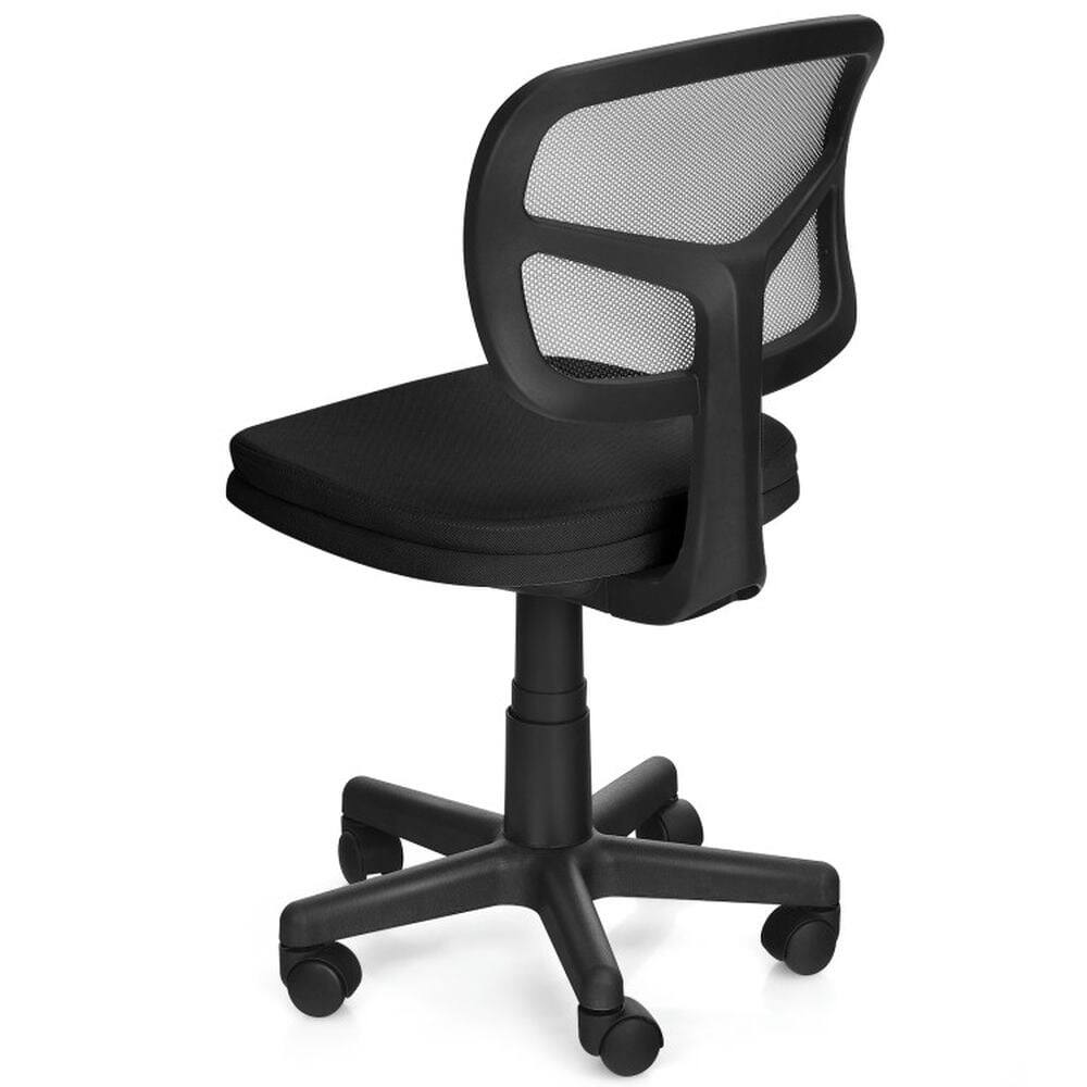 Angle. Kadyn - Armless Computer Chair with Height Adjustment and Breathable Mesh for Home Office-Black, Home Office Computer Desk - Blue.
