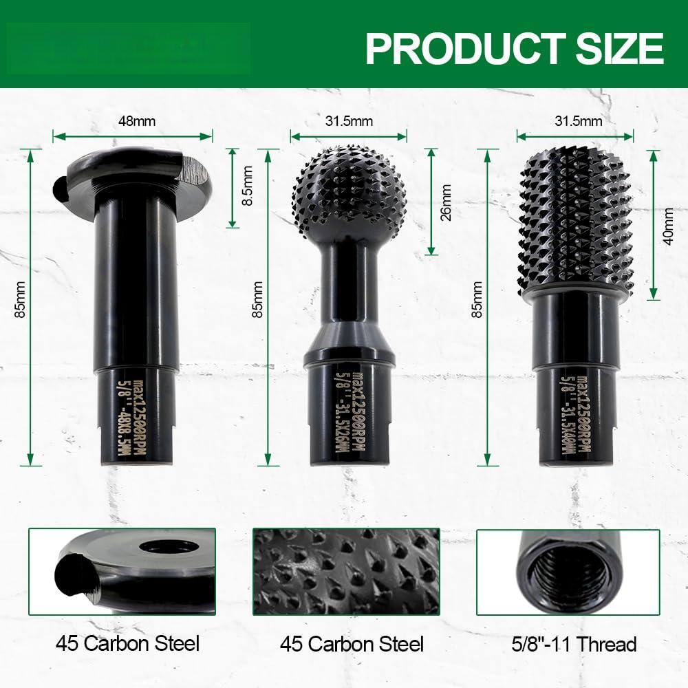 PRODUCT SIZE

- 48mm x 8.5mm x 85mm
  - 5/8" - 11 Thread
  - max12508RPM

- 31.5mm x 26mm x 85mm
  - 5/8" - 11 Thread
  - max12500RPM

- 31.5mm x 40mm x 85mm
  - 5/8" - 11 Thread
  - max12500RPM

- 45 Carbon Steel
- 45 Carbon Steel