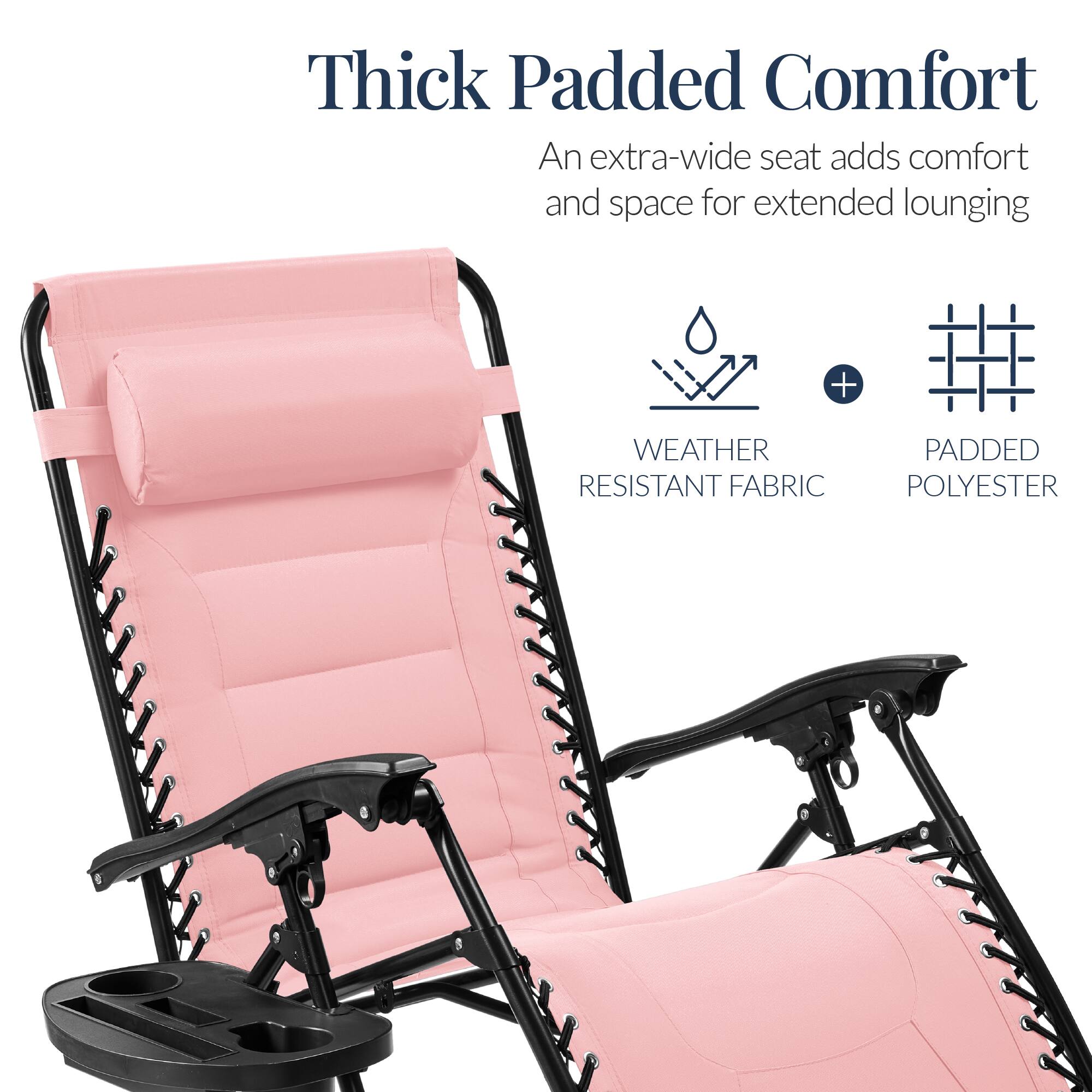 Thick Padded Comfort  
An extra-wide seat adds comfort and space for extended lounging  

WEATHER RESISTANT FABRIC + PADDED POLYESTER