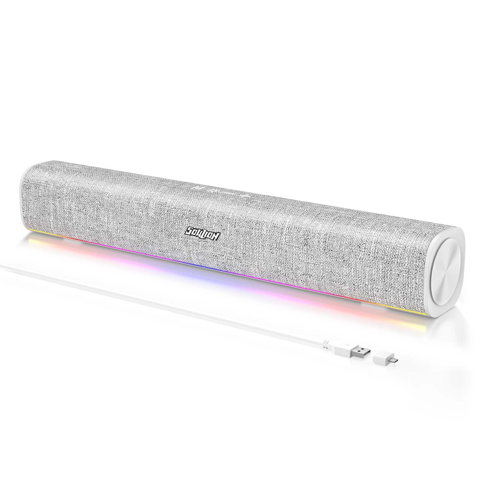 Cozy Serene - Led Usb usb Light R100 Computer Speakers With Dynamic Led Light Usb Plug & Play Pc Button Clearly Sound Soundbar For - White-USB & Wired Bluetooth