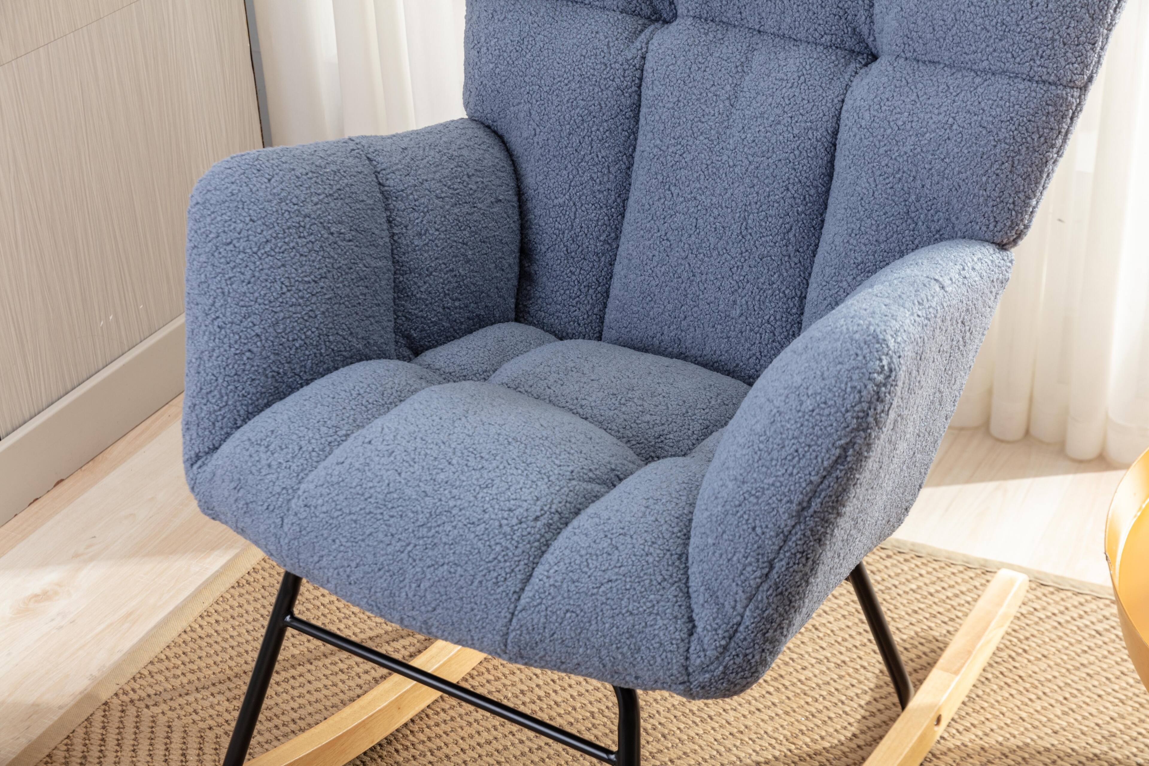 Left. Anysun - Teddy Fabric Rocking Gilder Nursery Chair For Living Room Indoor - Blue.
