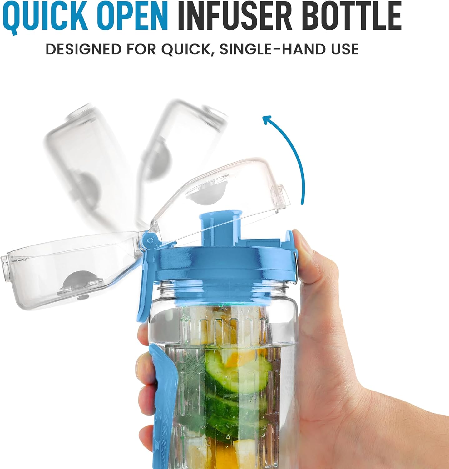 QUICK OPEN INFUSER BOTTLE  
DESIGNED FOR QUICK, SINGLE-HAND USE