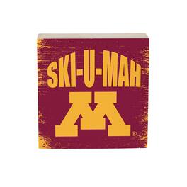 Evergreen Enterprises - Minnesota Golden Gophers 6" Square Fan Chant Wood Block Shelf Sign - Multicolor