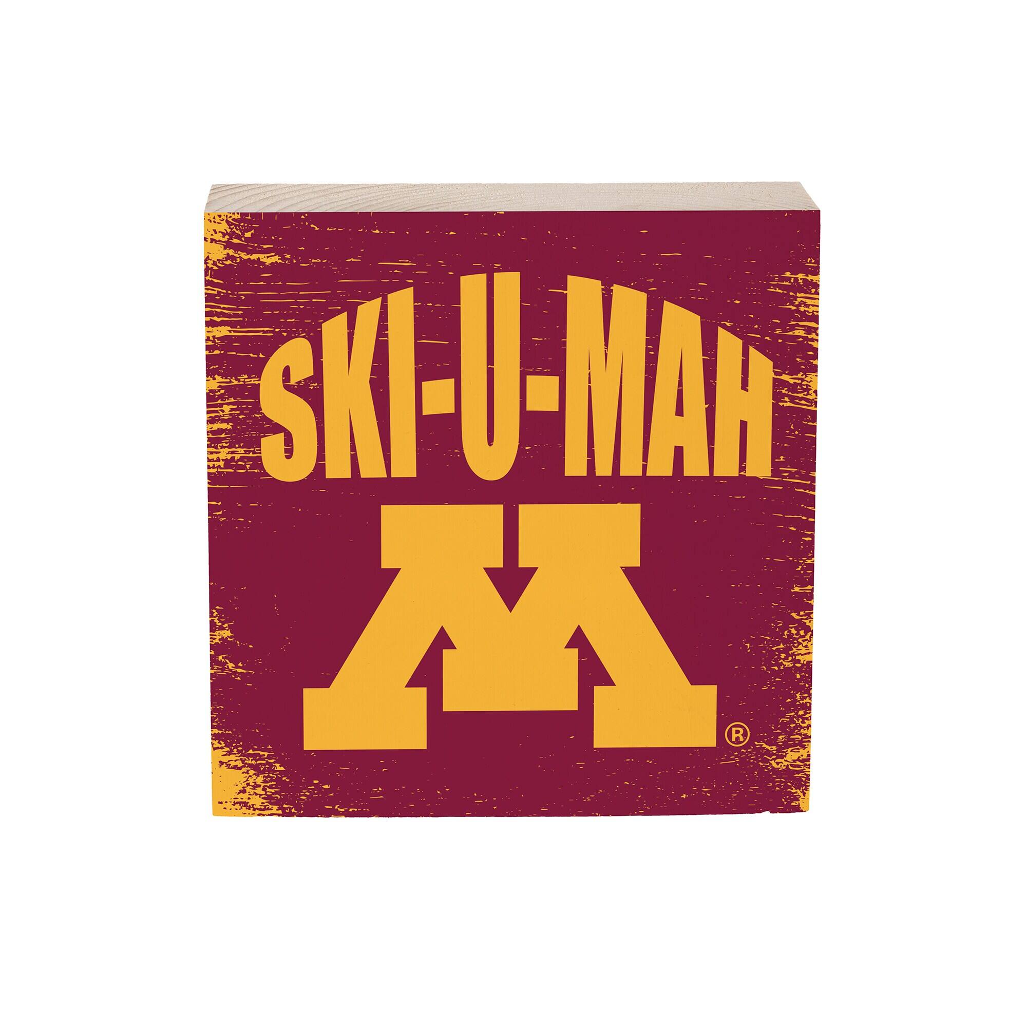 Minnesota Golden Gophers 6" Square Fan Chant Wood Block Shelf Sign