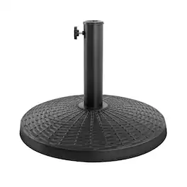 Nuu Garden - Outdoor 22 lb. Round Patio Umbrella Base, Resin and Concrete - Black