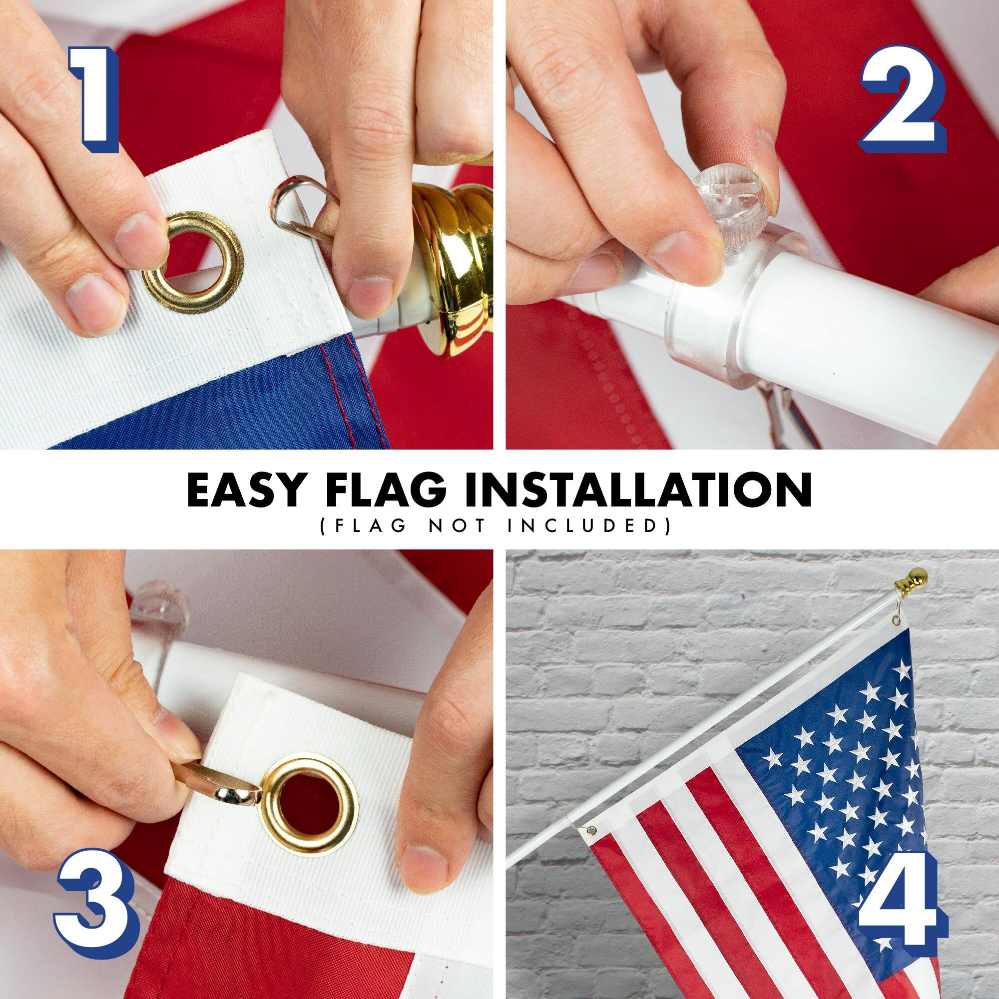 1. Easy Flag Installation (Flag Not Included)
2. 
3. 
4.
