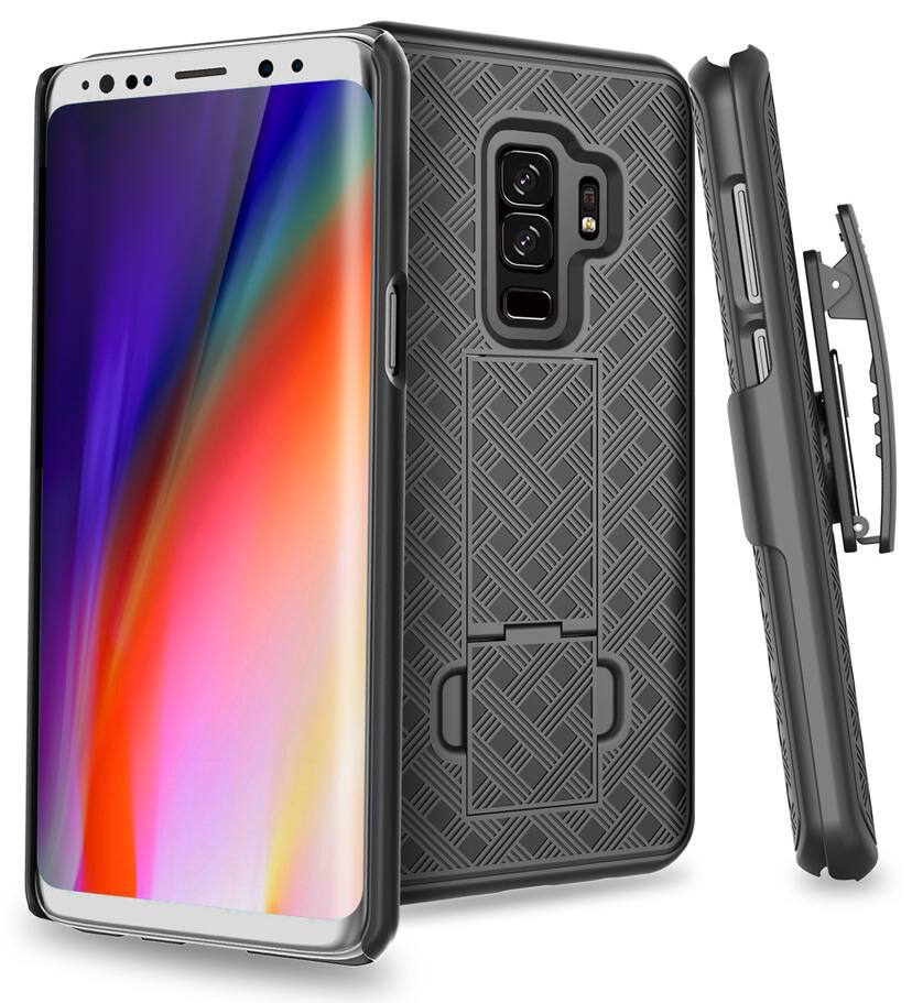 Alt View 6. Nakedcellphone - Case with Stand and Belt Clip Holster for Samsung Galaxy S9 Plus - Black.