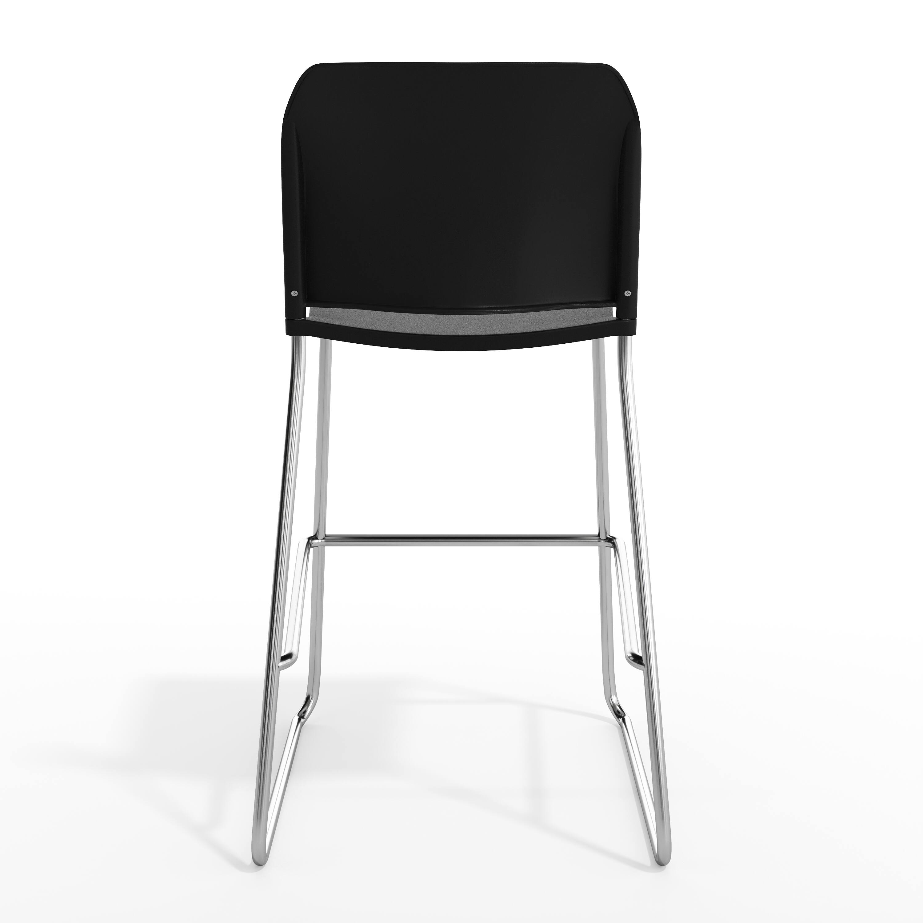 Alt View 7. Emma + Oliver - Calliope Stackable Office Reception Barstool with Contoured Backrest and Chrome Sled Base - Black Plastic/Chrome Frame.