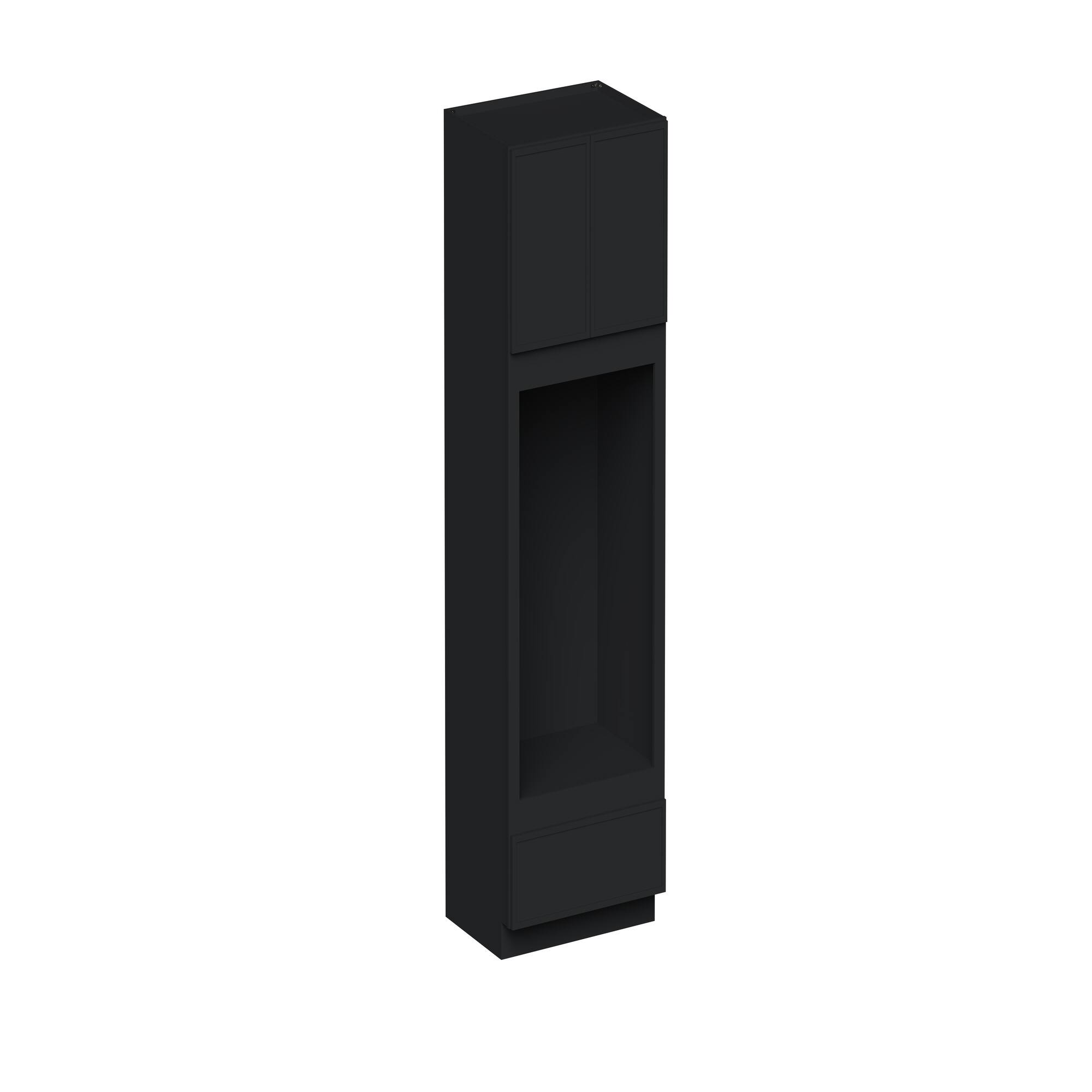 Angle. Boyel Living - 33-in W x 96-in H x 27-in D Shaker RTA Kitchen Double Oven Cabinet with Soft-Close - Black.