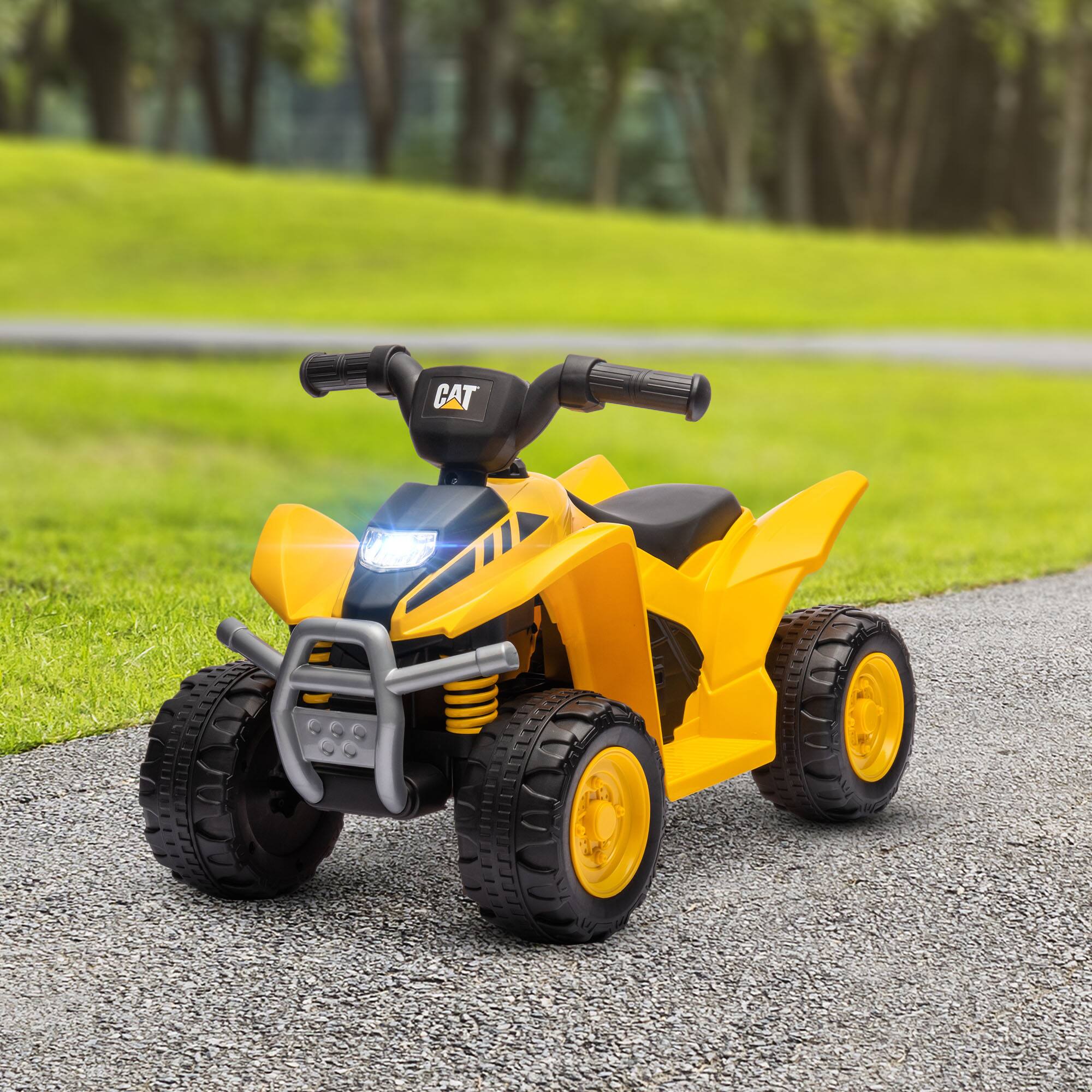 Alt View 6. Ecooso - 6V Licensed Kids Battery Ride-On ATV Car, Four-Wheeler with Horn, Headlights, and Single-Button Start - Yellow.