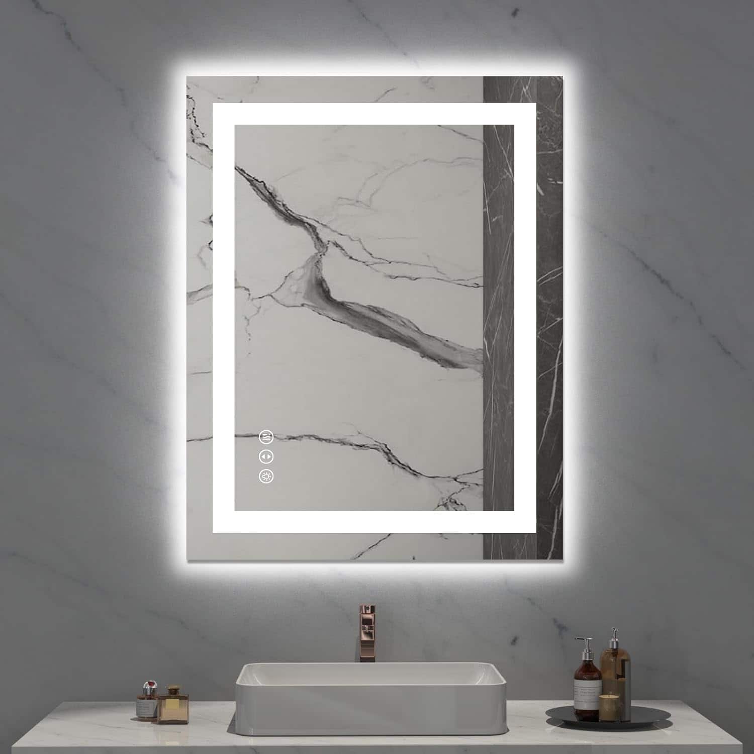 Boyel Living - 28x36 inch IP54 Waterproof LED Bathroom Mirror Anti Fog Dimmable Adjustable Color Temperature - Silver