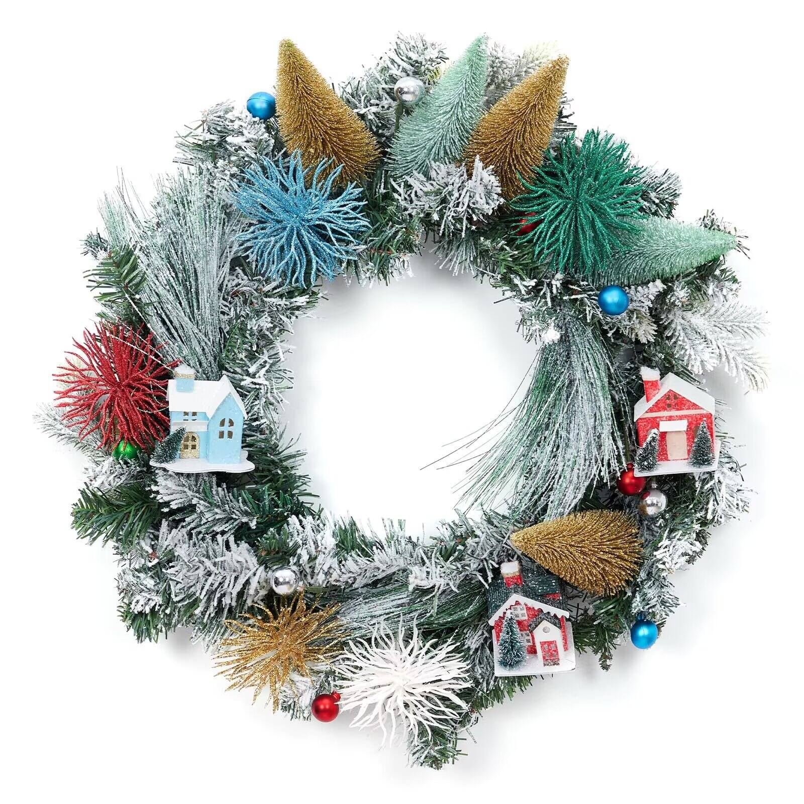 Front. Jojoka - 24 Inch Christmas Wreaths for Grand Entryway and Entrance Displays - Green.