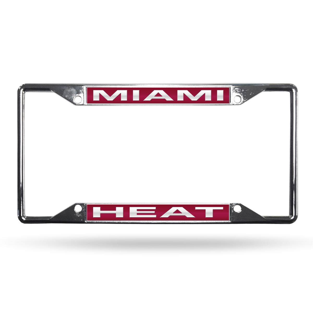 Miami Heat NBA All Corner EZ View Chrome Metal Laser Cut License Plate Frame