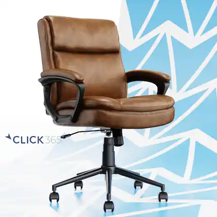 Front. Click365 - Transform 2.0 Extra Comfort Ergonomic Mid-Back Desk Chair - Cognac.