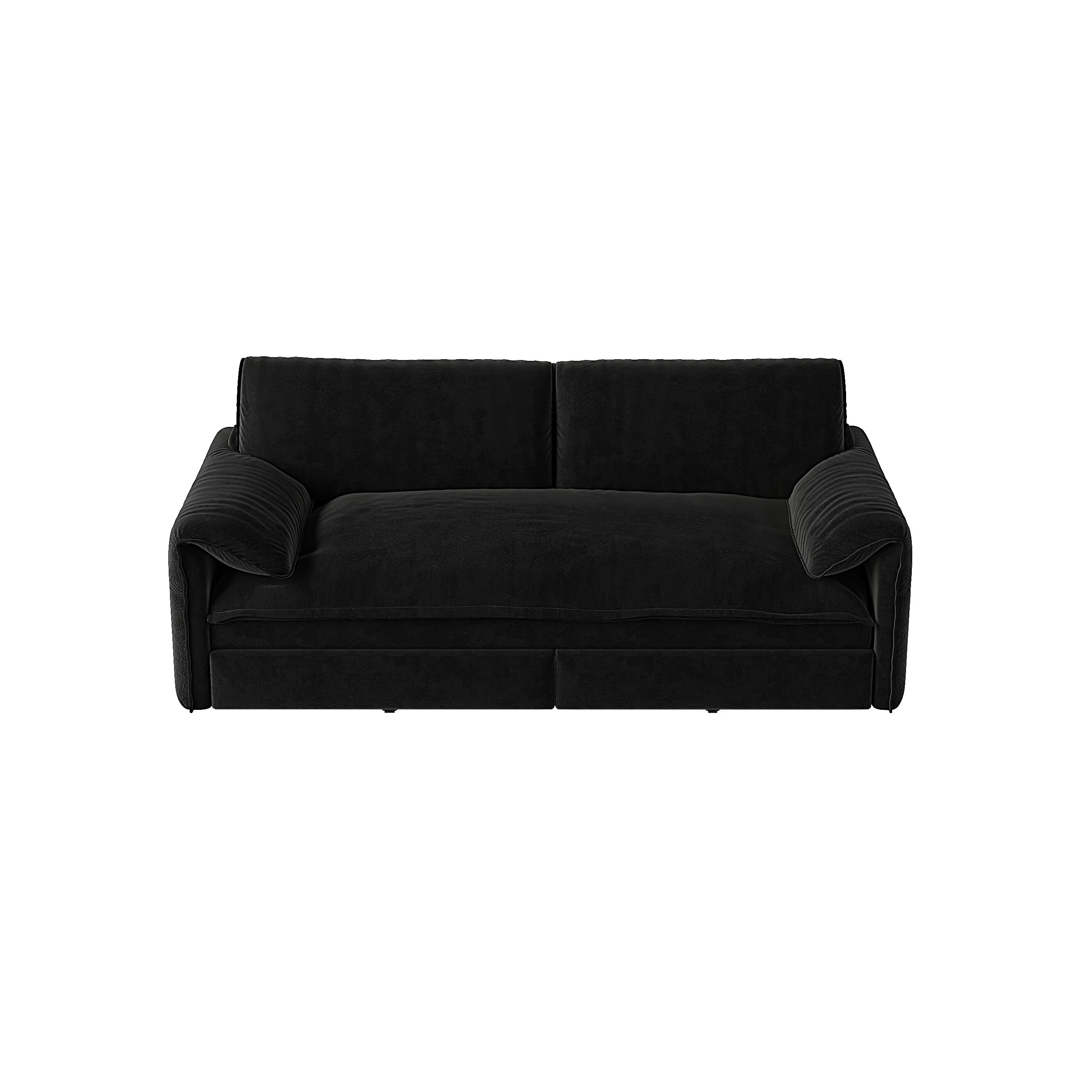 Alt View 10. Tiramisubest - Queen Pull Out Sofa Bed,3-in-1 Convertible Sleeper Sofa with Side Storage,Velvet Loveseat for Living Room,Office,Black - Black.