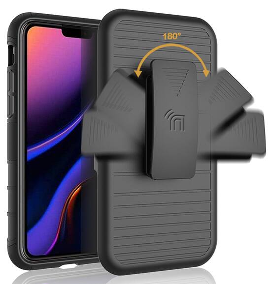 Alt View 3. Nakedcellphone - Combo for iPhone 11 Pro - Ring Grip/Stand Case and Belt Clip Holster - Black.