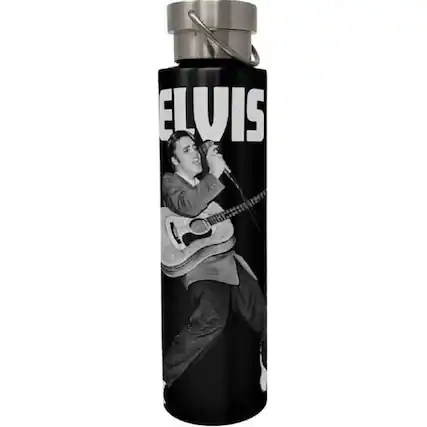 Front. Spoontiques - Spoontiques Elvis Presley Stainless Steel Bottle with Twist Lid 24 ounces - Black.
