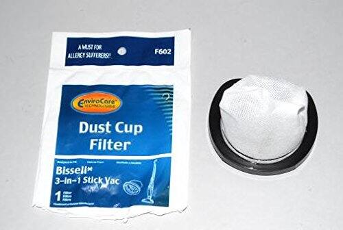 A MUST FOR ALLERGY SUFFERERS!!  
F602  
EnviroCore TECHNOLOGIES  
Dust Cup Filter  
Bissell* 3-In-1 Stick Vac  
1