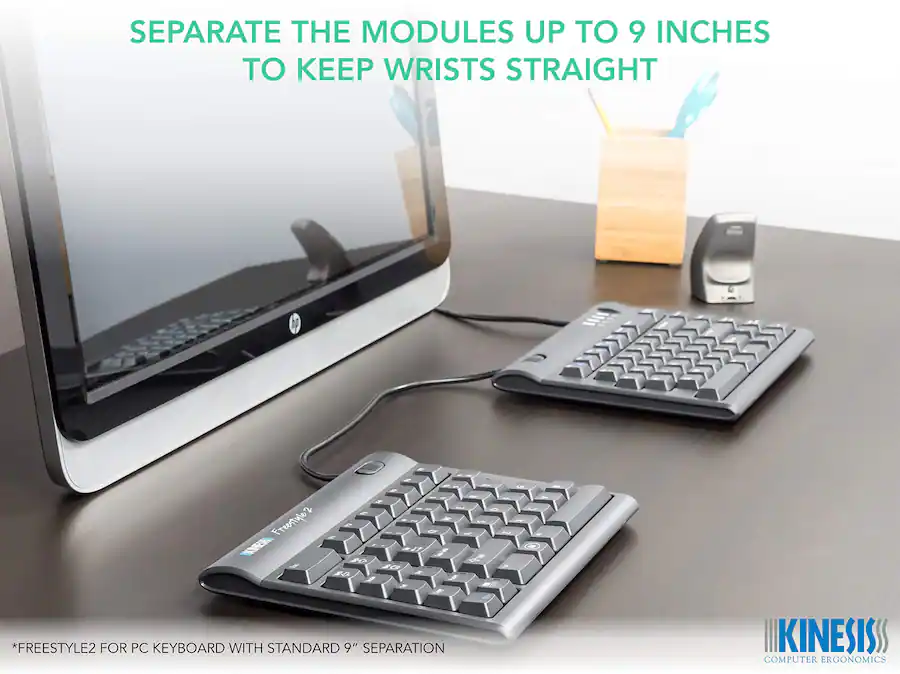 KINESIS Freestyle2 Ergonomic Split Keyboard for PC, 9 Separation ...