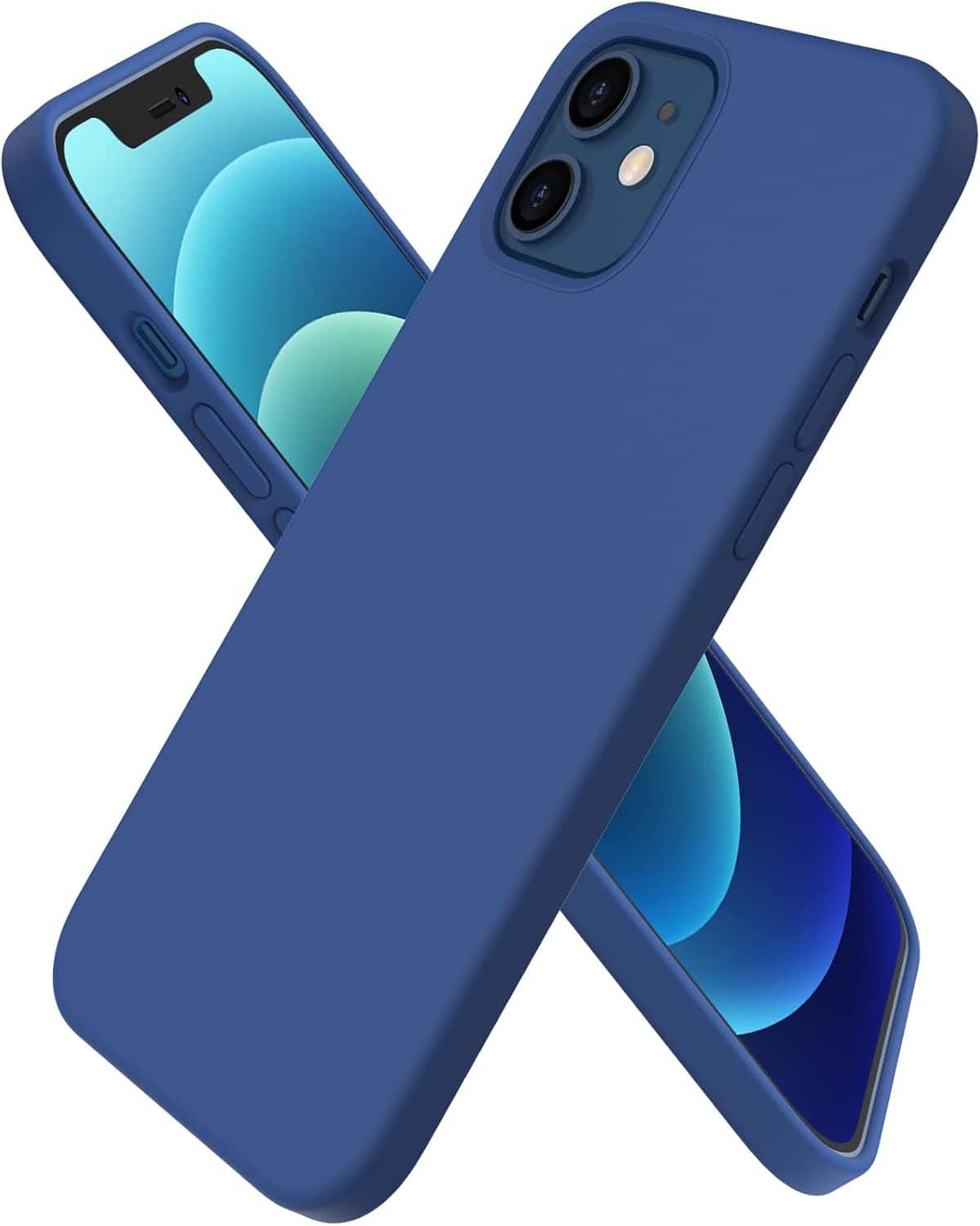 Front. Ornarto - ORNARTO Designed for iPhone 12 Case 6.1" and iPhone 12 Pro Case, Slim Liquid Silicone Full Covered Case-Royal Blue - Royal Blue.