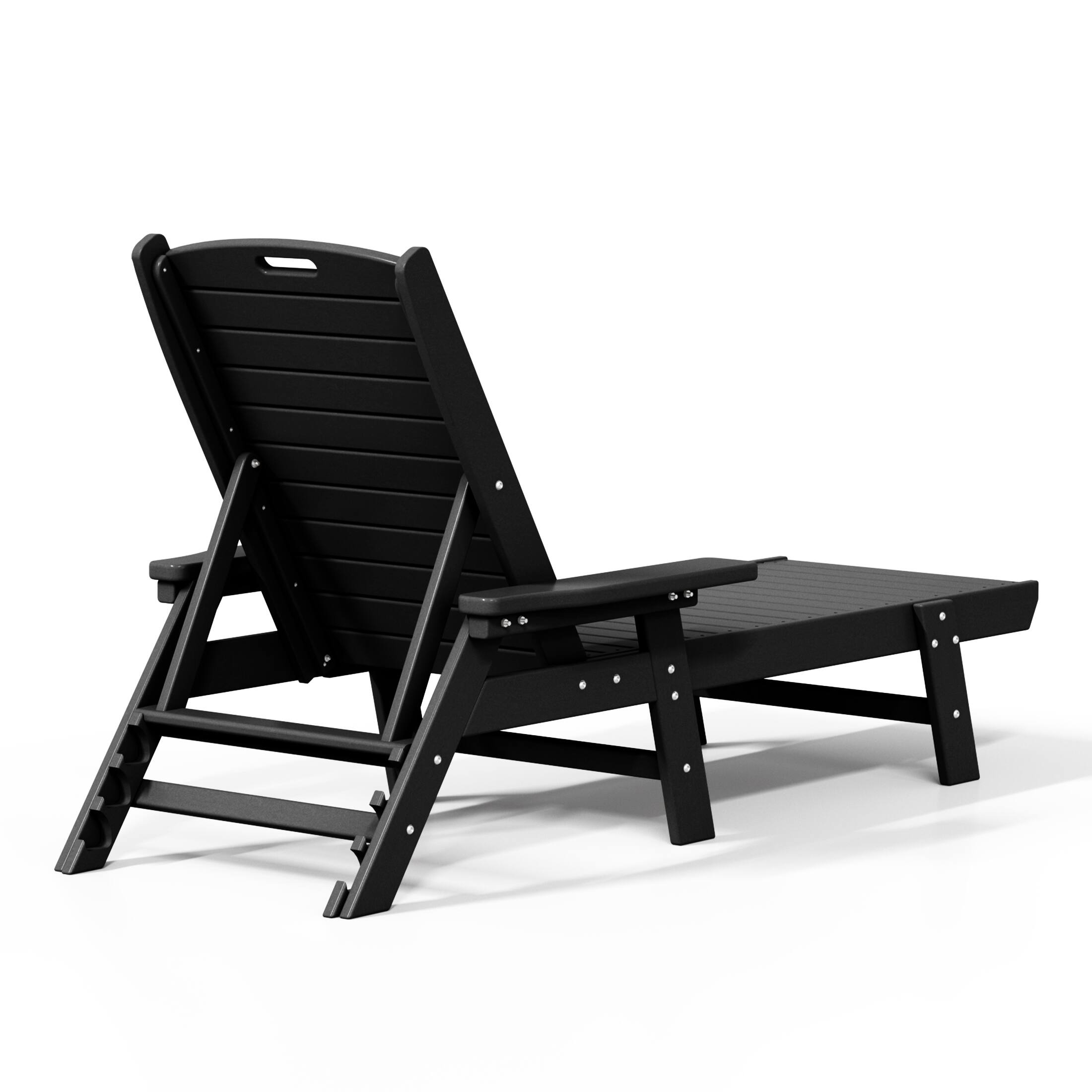 Back. WestinTrends - WestinTrends Malibu 3 piece Set Poly Adirondack Outdoor Chaise Lounges with Side Table - Black.