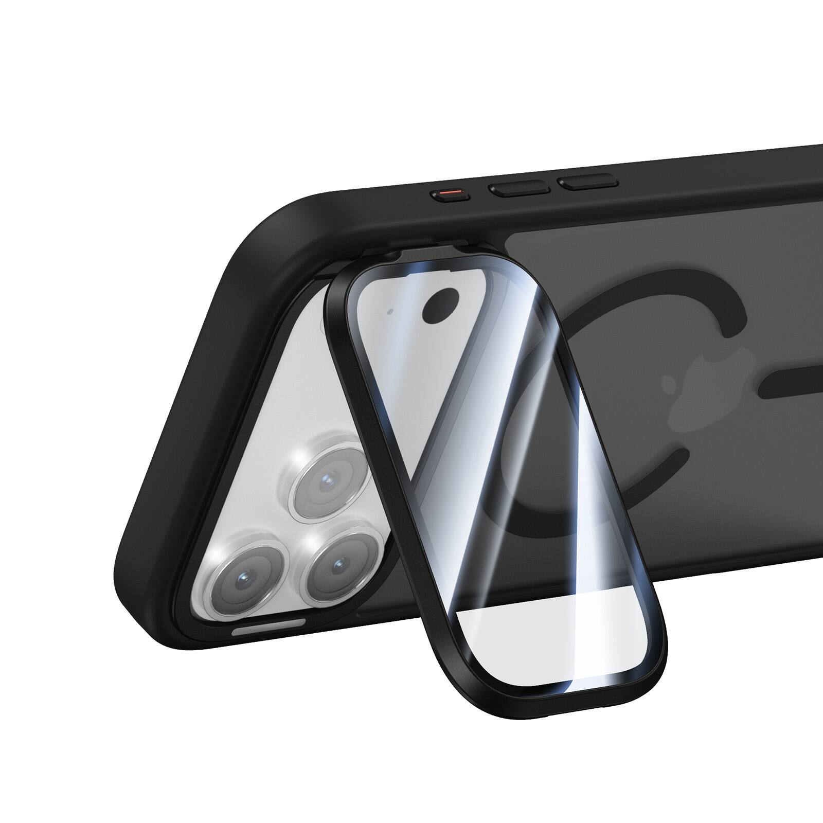 Alt View 3. Dteck - Magnetic Shockproof Case for Apple iPhone 17 Pro with Integrated Lens Protector Stand, Translucent Matte Phone Cover - Green.