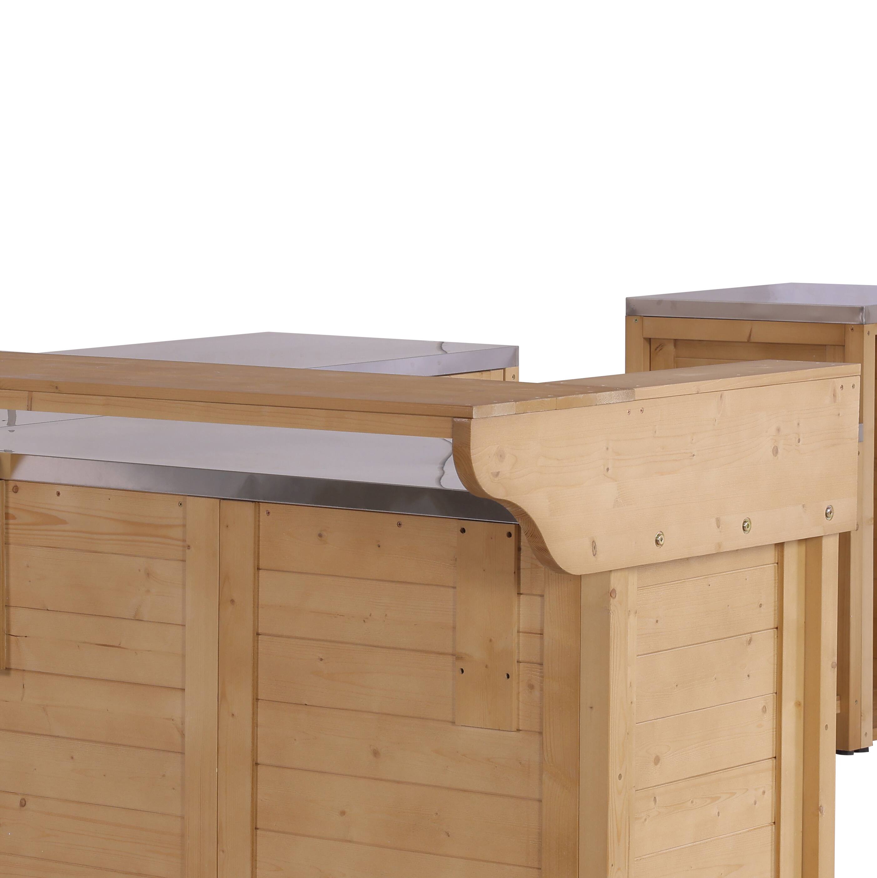 Alt View 7. Famapy - Modular Solid Cedar Outdoor Kitchen Cabinets - All-Weather Storage with Stainless Steel Top for Patio, Grill Station - Wooden.