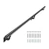 Front. VEVOR - Wall Mounted Stair Handrail, 6ft Pipe Staircase Handrail, Black Galvanized Aluminum, 1.26 inch Pipe Diameter - Black.