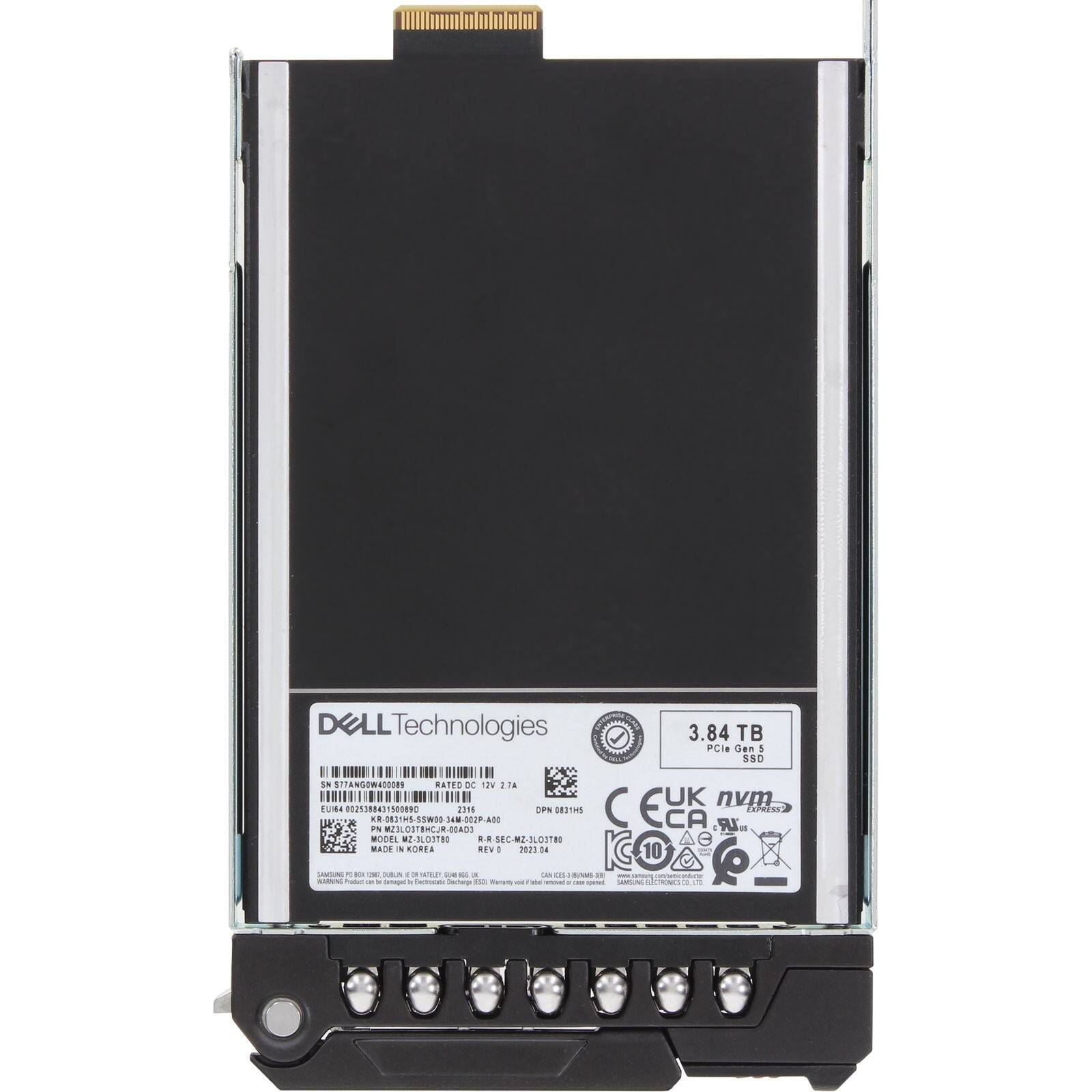 DELL Technologies  
3.84 TB PCIe Gen 5 SSD  
1010 UK  
nvm  
025388431100880  
IMESWO 14 21 0017-200  
SEDTH C EL UR  
Celatas PS ESLOSTBHCJR-BDADS  
MODEL NAOEN  
SEC-MZ-3LO1180  
KOREA  
BEV 4 22 D4 KCOA 10  
Secioa R