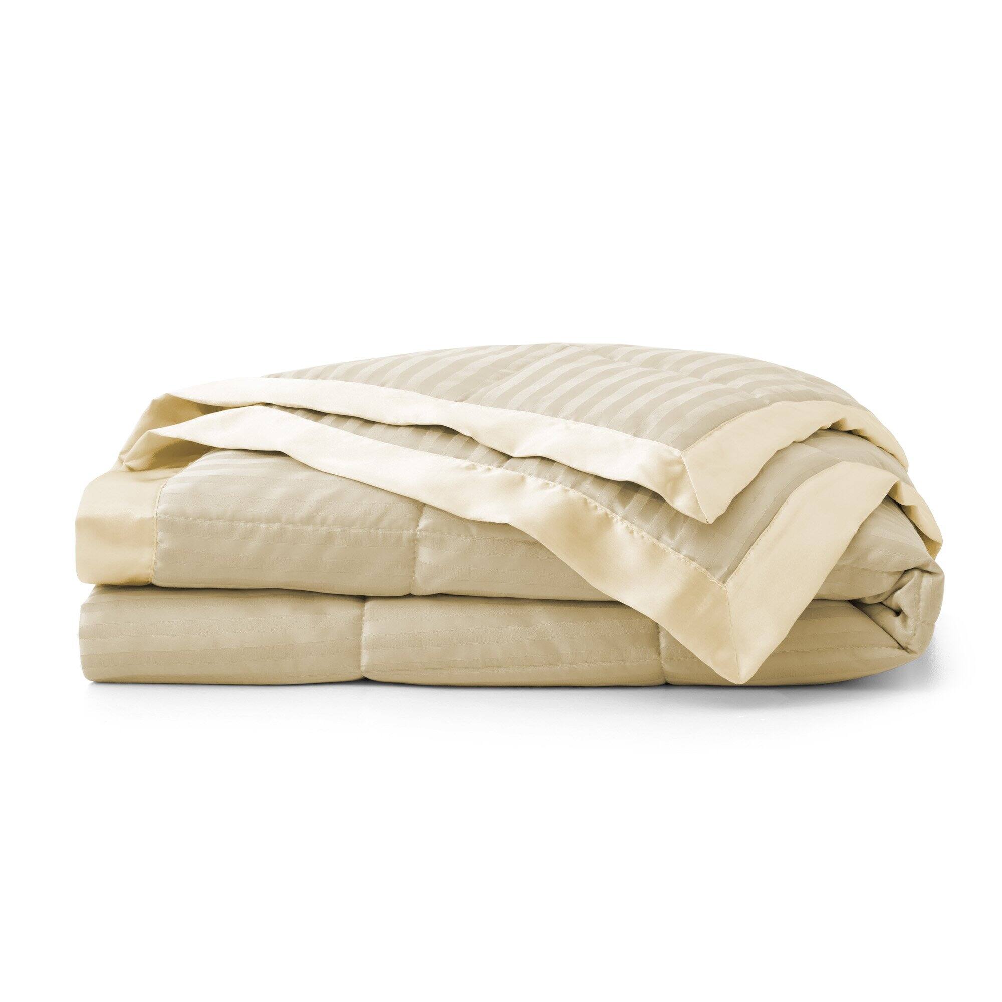 Back. Nest - Peace Nest Hotel Quality Luxury All Season Jacquard Soft Bed Blanket with Satin Trim Cozy and Warm - Khaki.