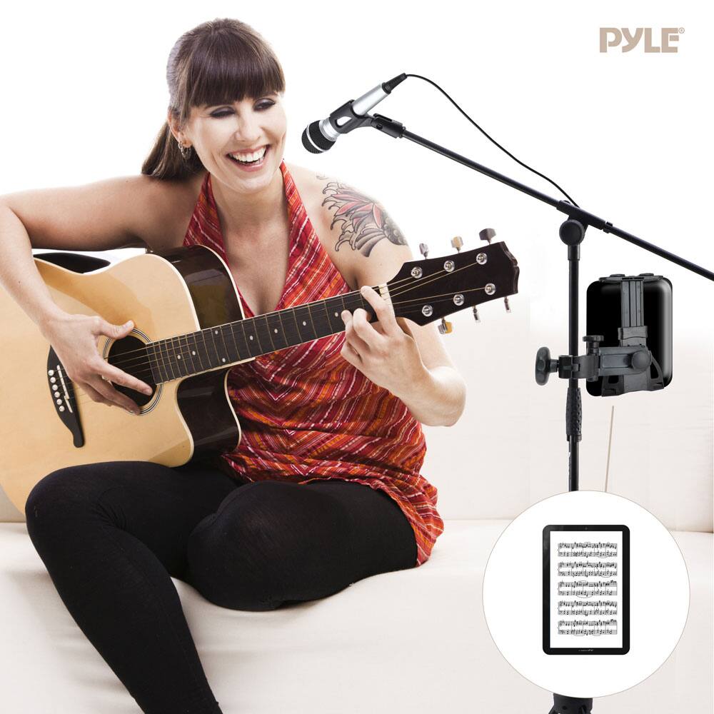 Left. PYLE - Pyle 2-in-1 Microphone and Tablet Stand - - black.