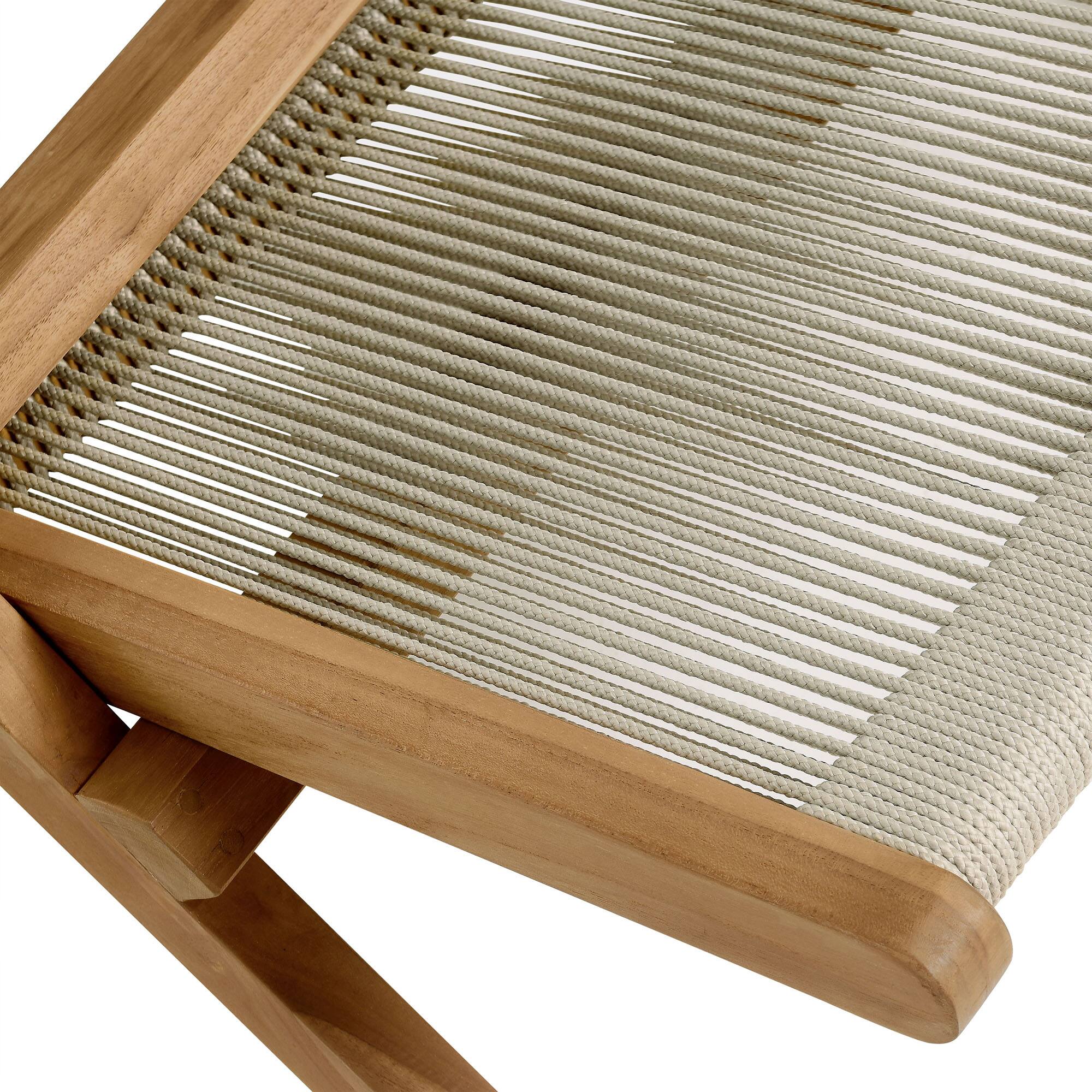 Alt View 7. Modway - Vienna Outdoor Patio Teak and Rope Folding Accent Lounge Chair by Modway - Natural Natural.