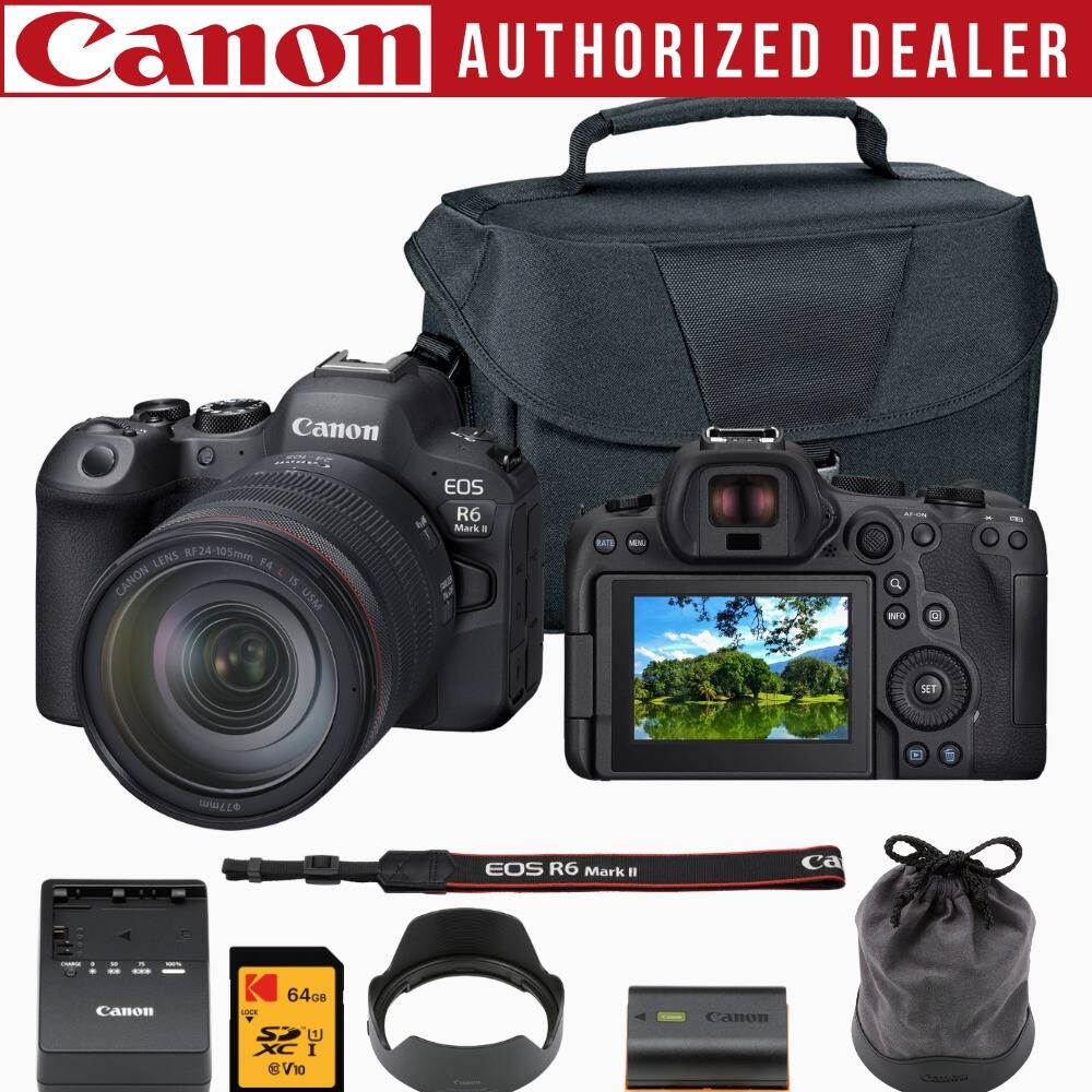 Canon AUTHORIZED DEALER  
Canon LENS RF24-105mm  
CANON is USM EOS R6 Mark II  
M Q D C SET  
WWLLO EOS R6 Mark II  
Canon 64GB SDXC U1 V10