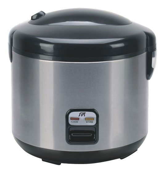 Angle View: SPT - 6-Cup Rice Cooker - Black/Silver
