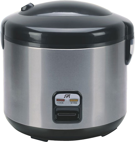 SPT - 6-Cup Rice Cooker - Black/Silver