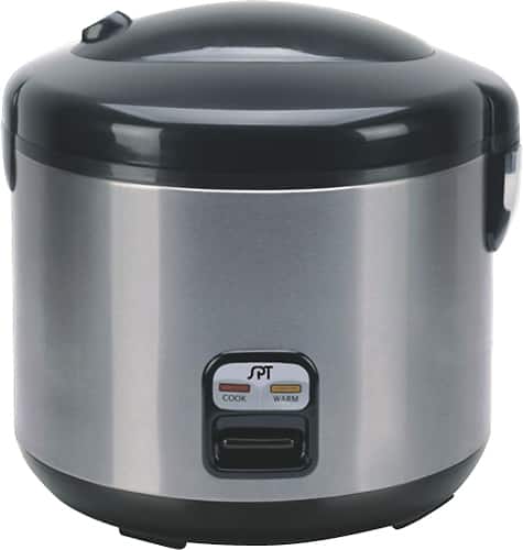 SPT - 6-Cup Rice Cooker - Black/Silver-Front_Standard