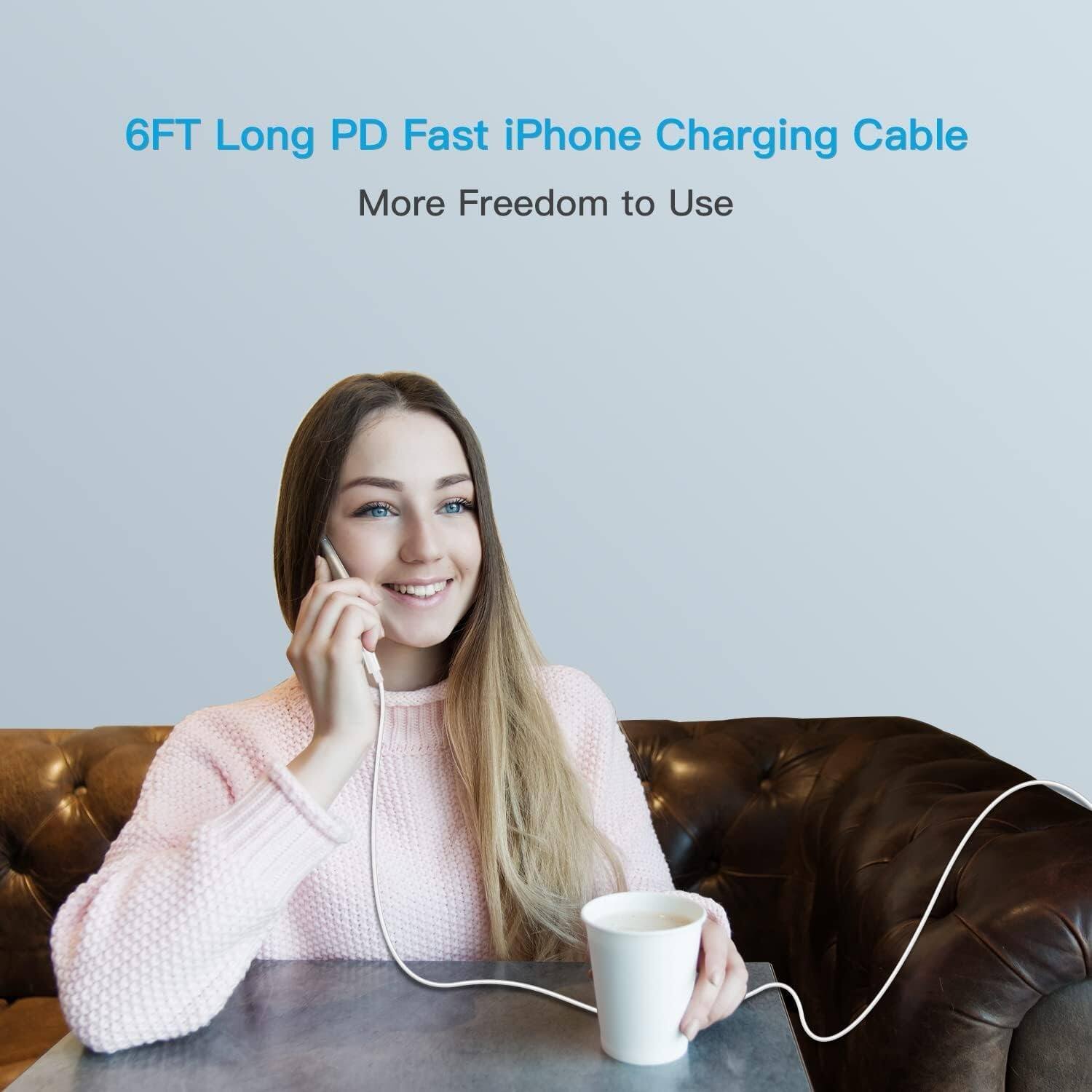 6FT Long PD Fast iPhone Charging Cable
More Freedom to Use