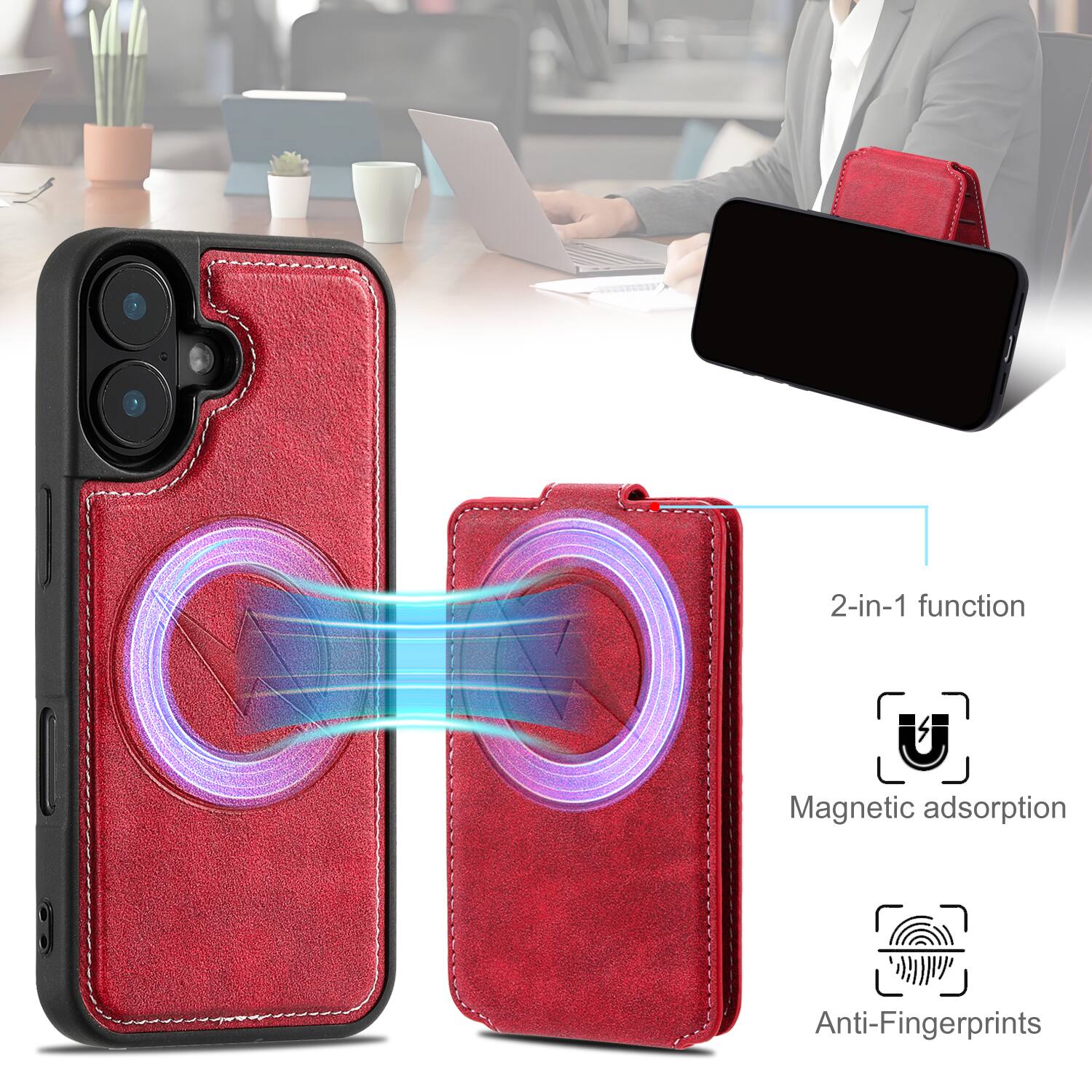 2-in-1 function  
Magnetic adsorption  
Anti-Fingerprints