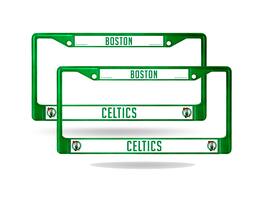 Rico Industries - Boston Celtics Green Painted Chrome Metal License Plate Frame - Set of 2 Frames - Multi