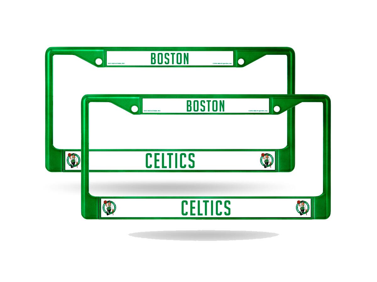 Boston Celtics Green Painted Chrome Metal License Plate Frame - Set of 2 Frames