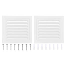 Unique Bargains - 7"x7" Attic Soffit Vent, 2pcs Aluminum Alloy HVAC Air Vent Cover with Screen Mesh and Screw for Wall Ceiling Attic - White