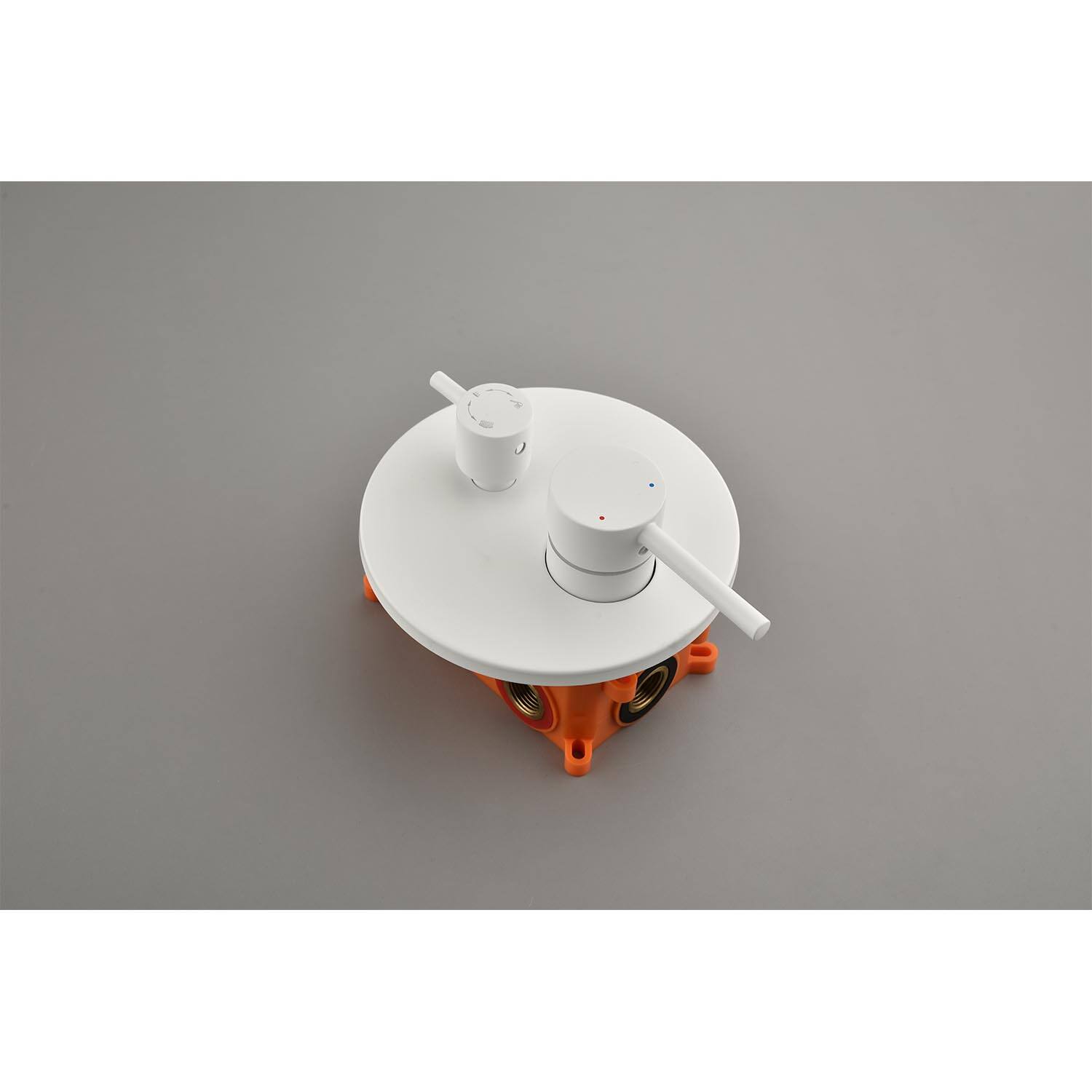 Alt View 8. DOMETOUR - 12" Round Rainfall Shower System with Handle Shower and with 3 Body Spray (include Valve) - White.