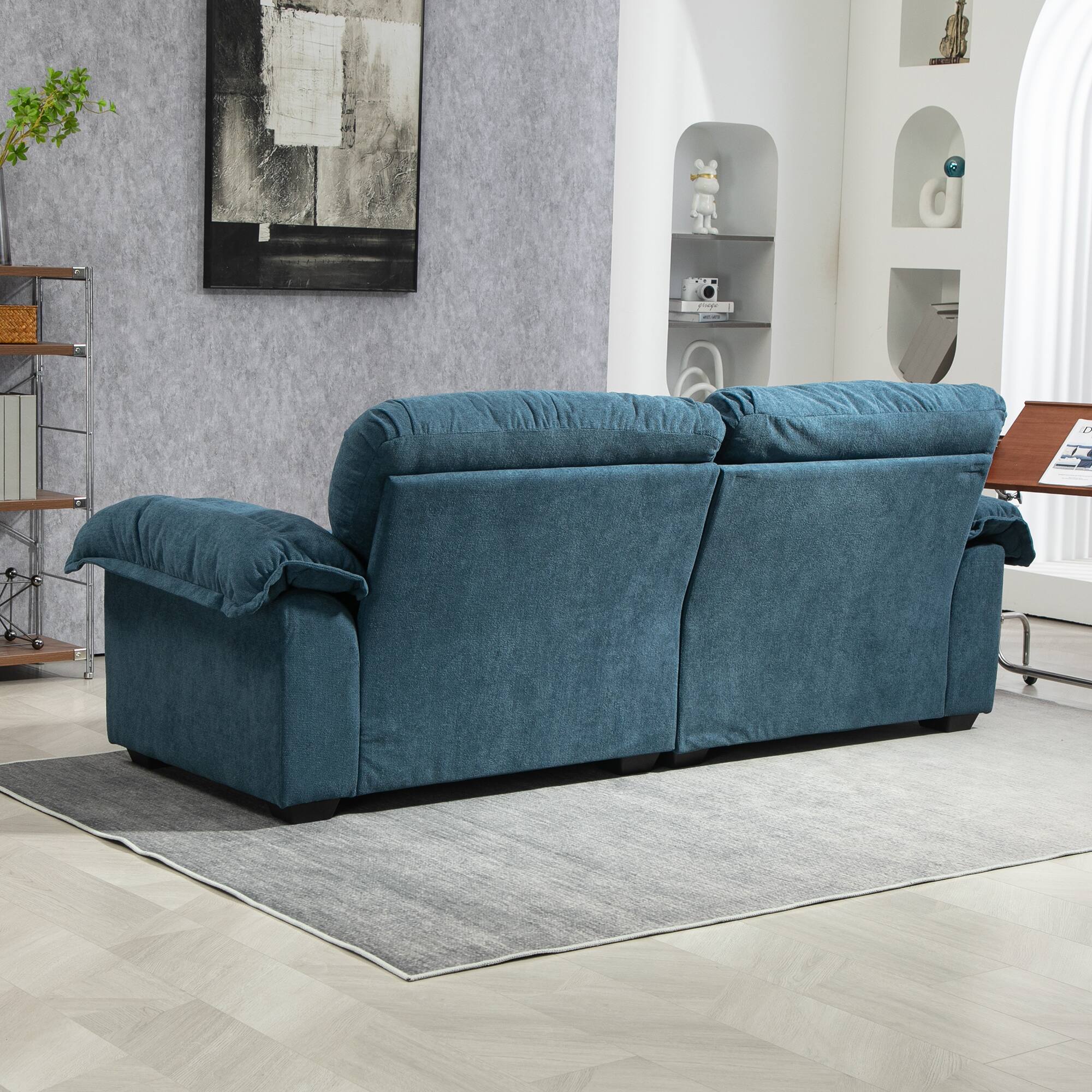 Alt View 2. Tiramisubest - 84"Chenille Sofa,Loveseat Deep Seat Sofa Couch with Pillows & Memory Foam for Living Room,Apartment,Office Lounge-Blue - Blue.
