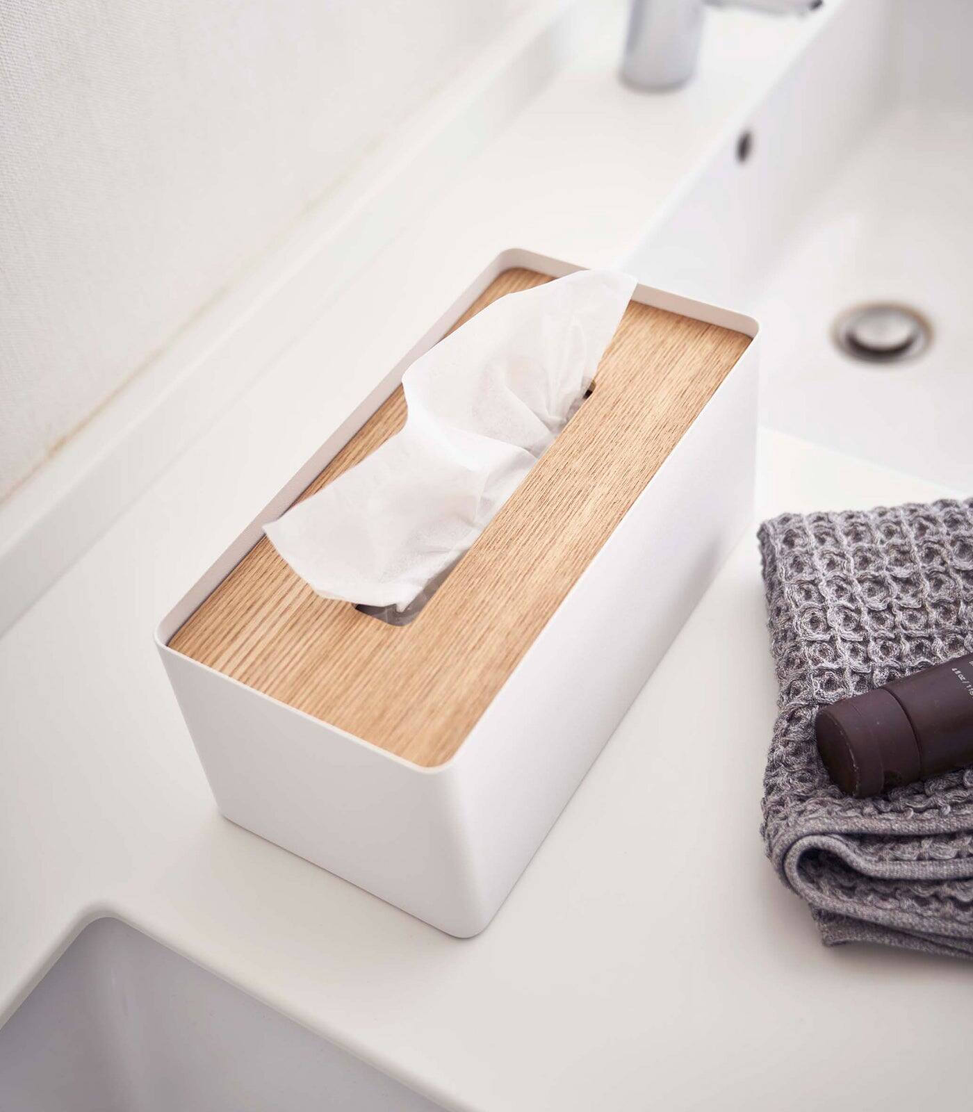 Alt View 2. Yamazaki Home - Tissue Box Cover - Rectangle - Steel - Ash.